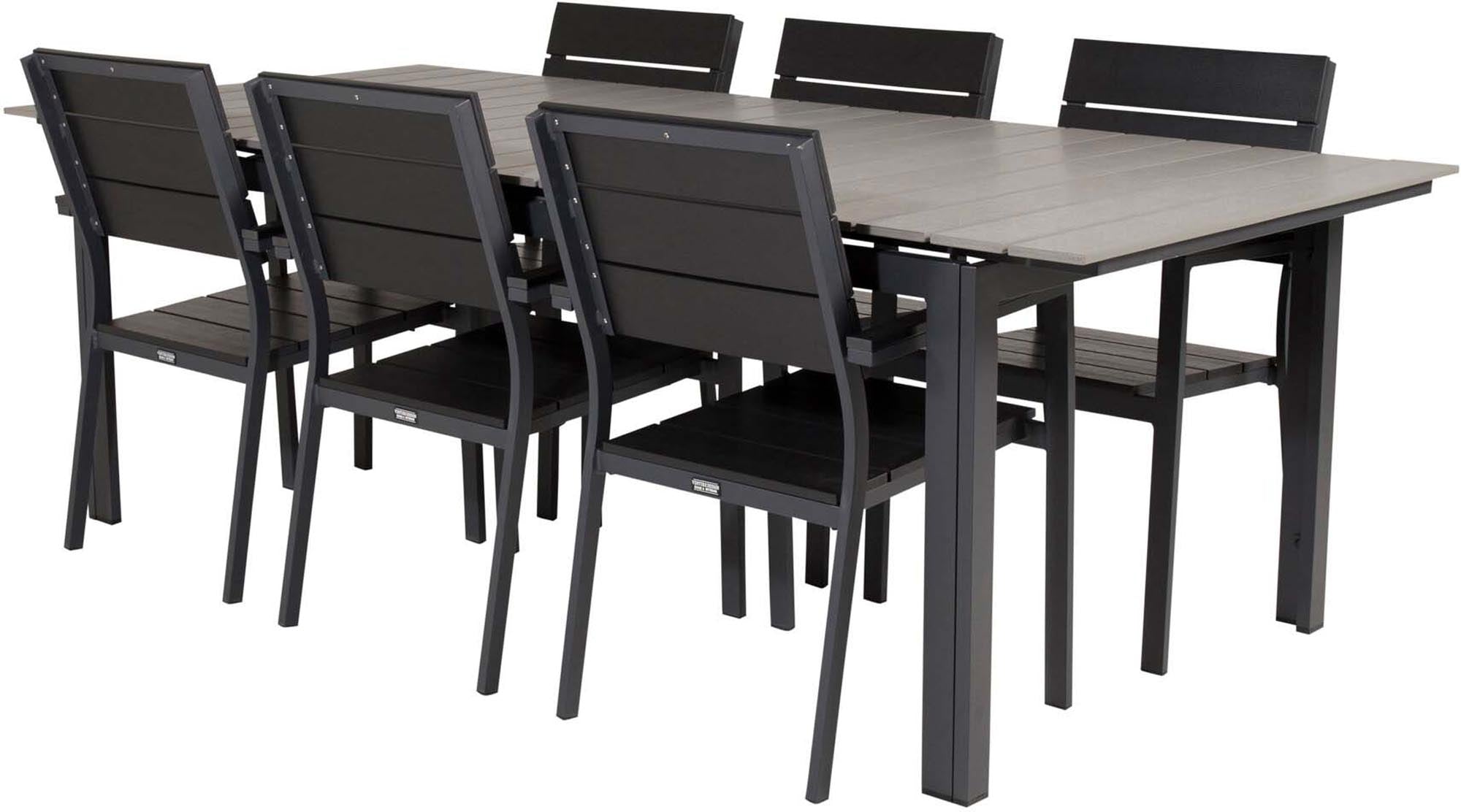 Levels Outdoor-Tischset 224cm/6St. in Schwarz präsentiert im Onlineshop von KAQTU Design AG. Gartentischset ist von Venture Home