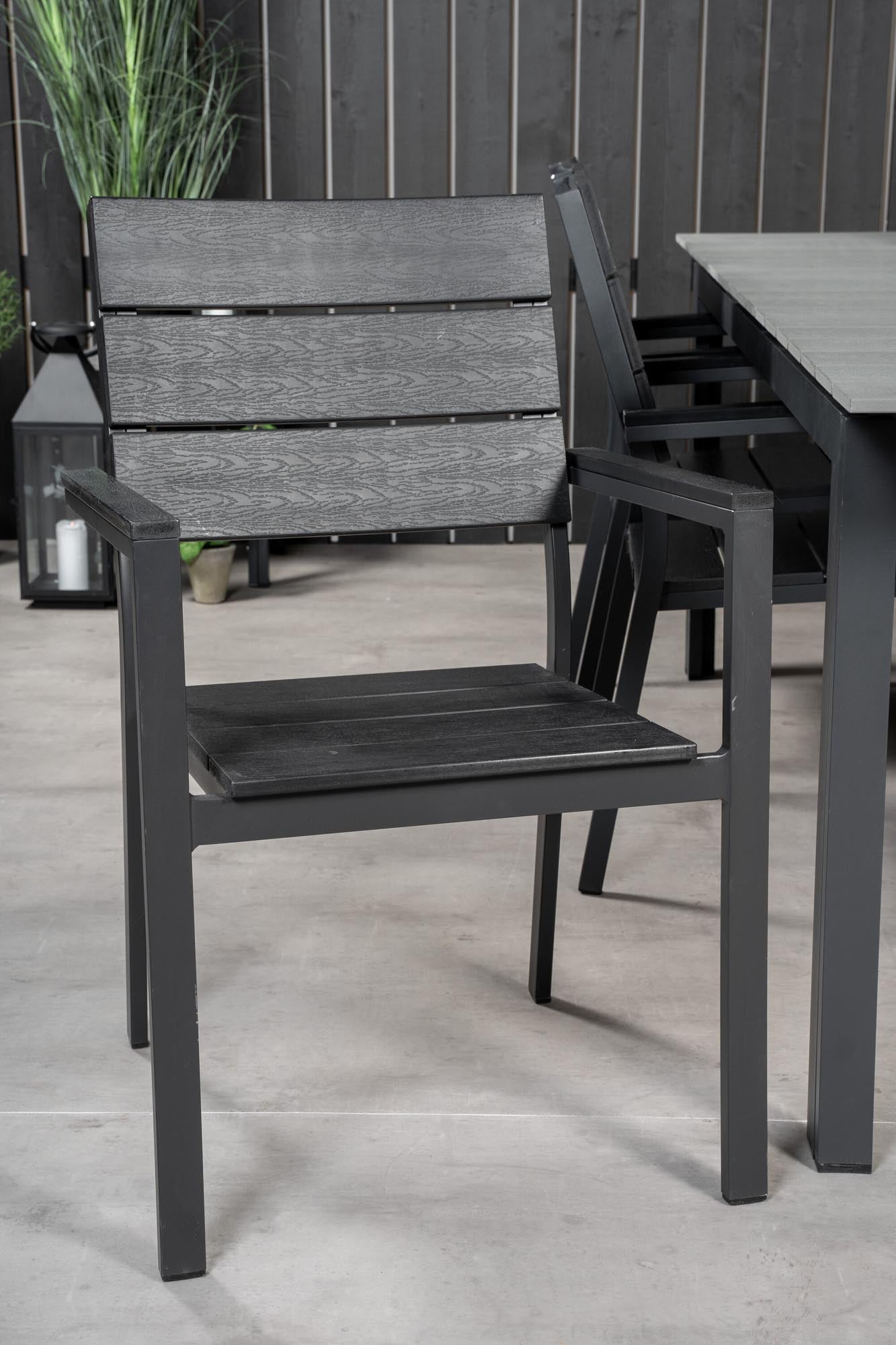Levels Outdoor-Tischset 224cm/6St. in Schwarz präsentiert im Onlineshop von KAQTU Design AG. Gartentischset ist von Venture Home