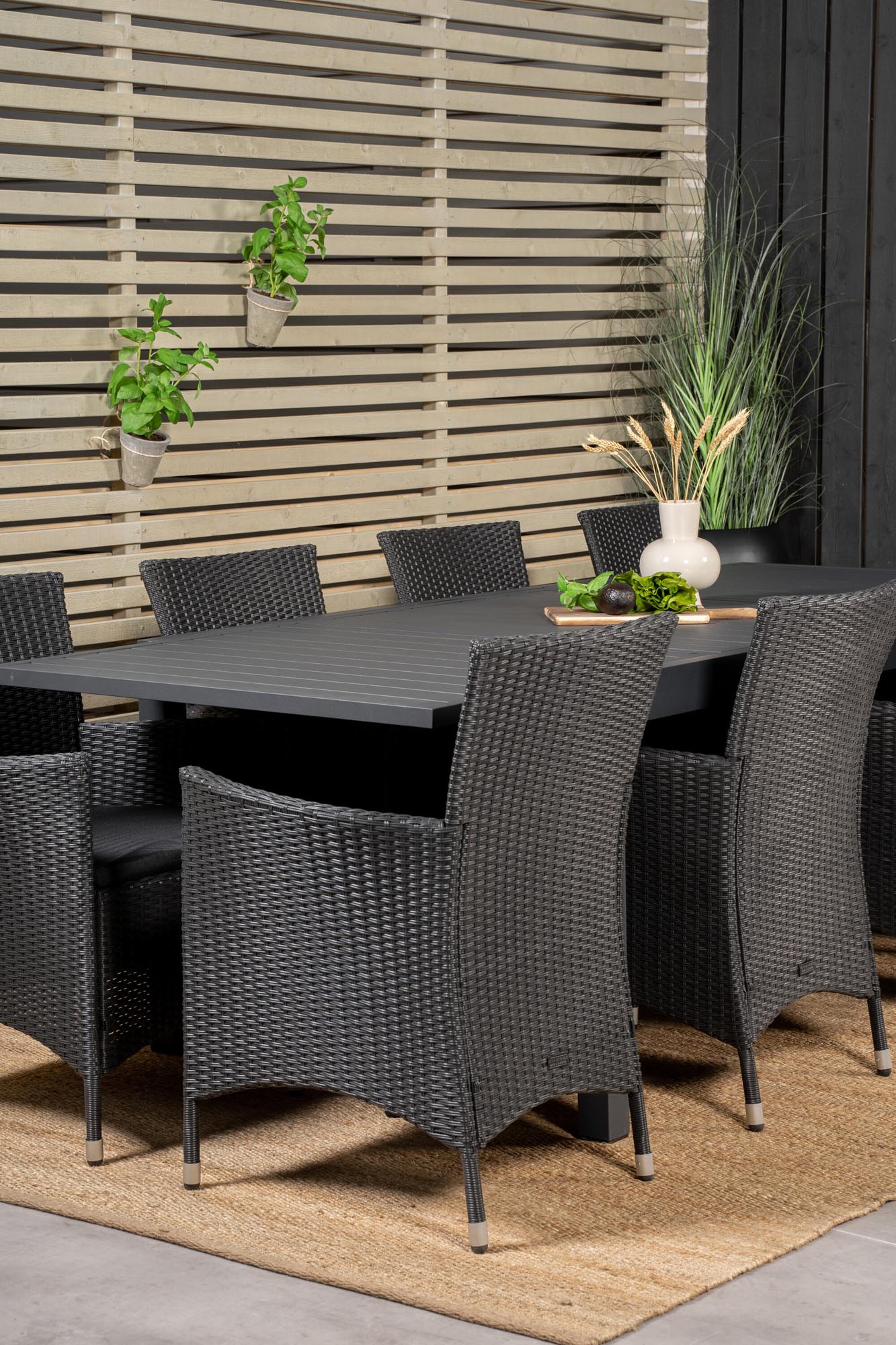 Marbella Outdoor-Tischset ausziehbar + Knick 240cm/8St. in Schwarz präsentiert im Onlineshop von KAQTU Design AG. Gartentischset ist von Venture Home