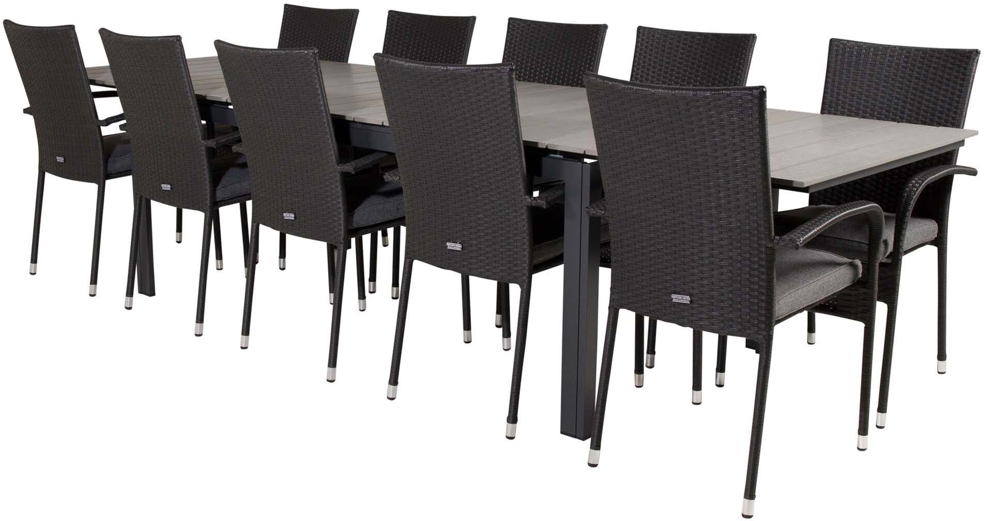 Levels Outdoor-Tischset + Anna 224cm/8St. in Schwarz präsentiert im Onlineshop von KAQTU Design AG. Gartentischset ist von Venture Home