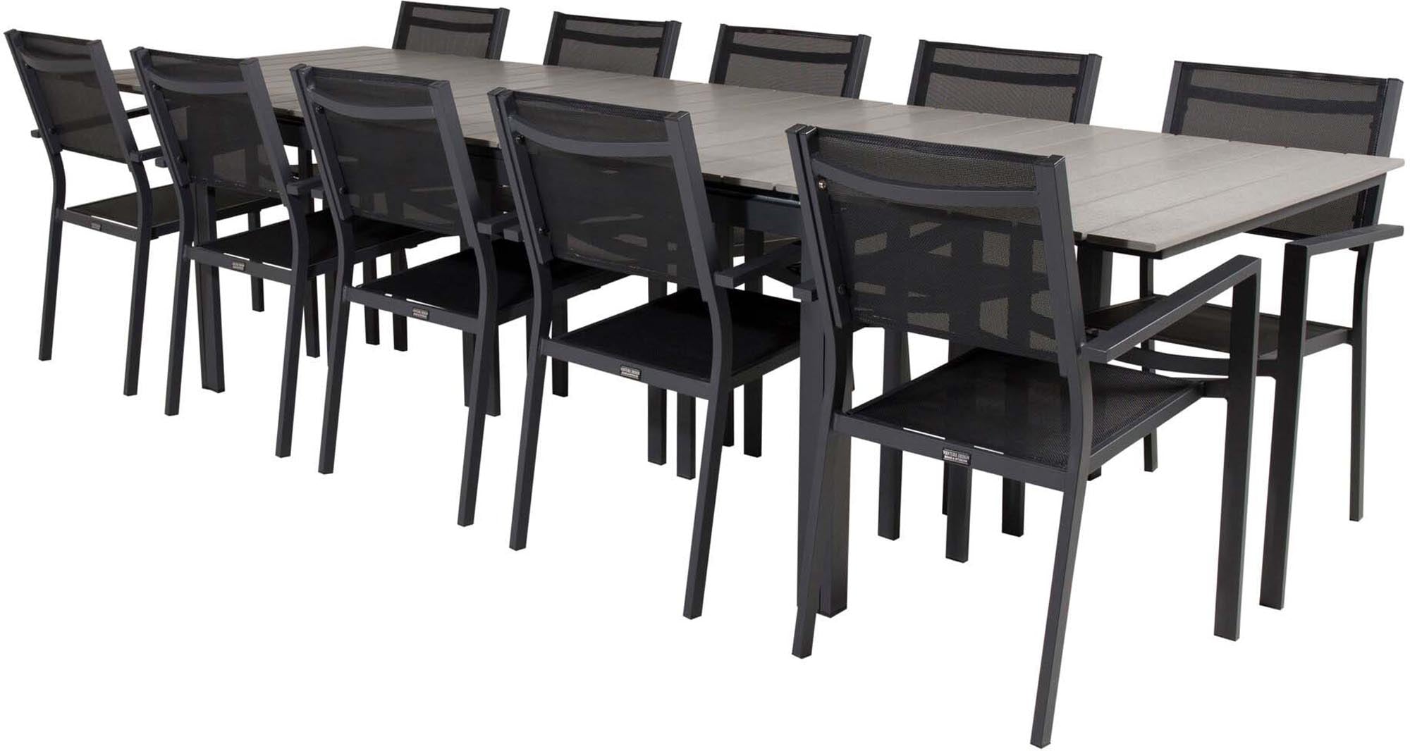 Levels Outdoor-Tischset + Copacabana 224cm/8St. in Schwarz präsentiert im Onlineshop von KAQTU Design AG. Gartentischset ist von Venture Home