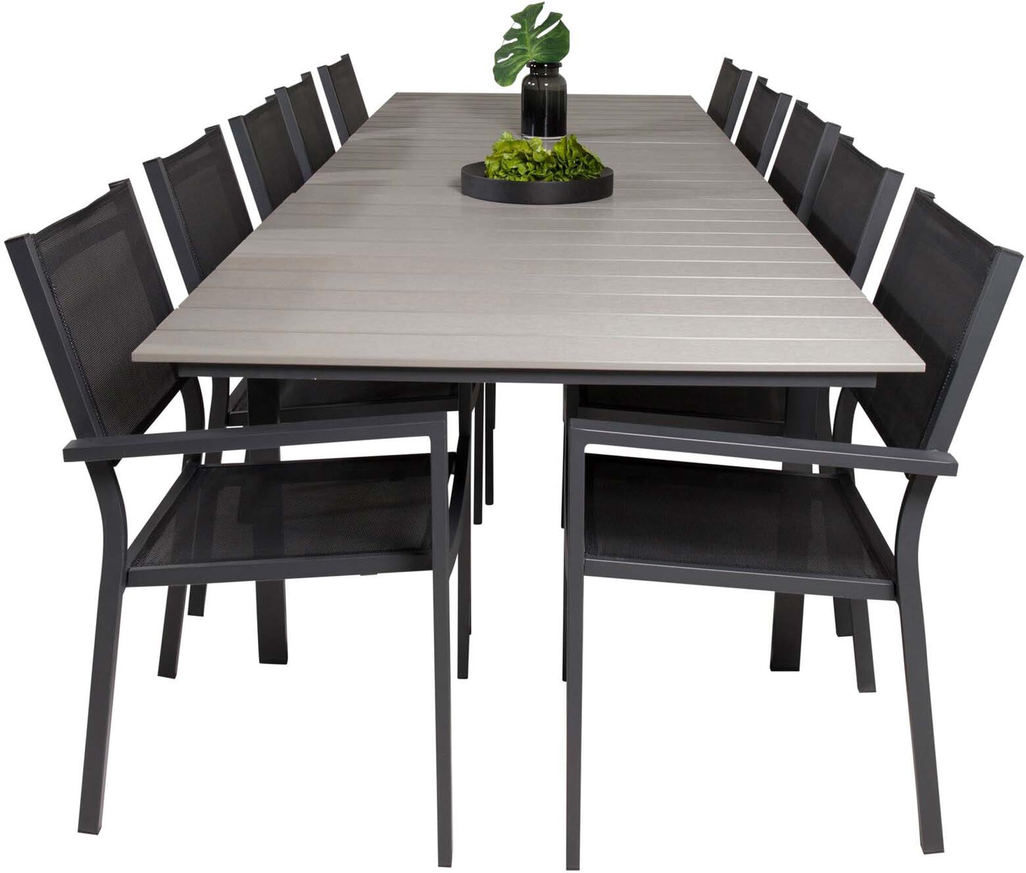 Levels Outdoor-Tischset + Copacabana 224cm/8St. in Schwarz präsentiert im Onlineshop von KAQTU Design AG. Gartentischset ist von Venture Home