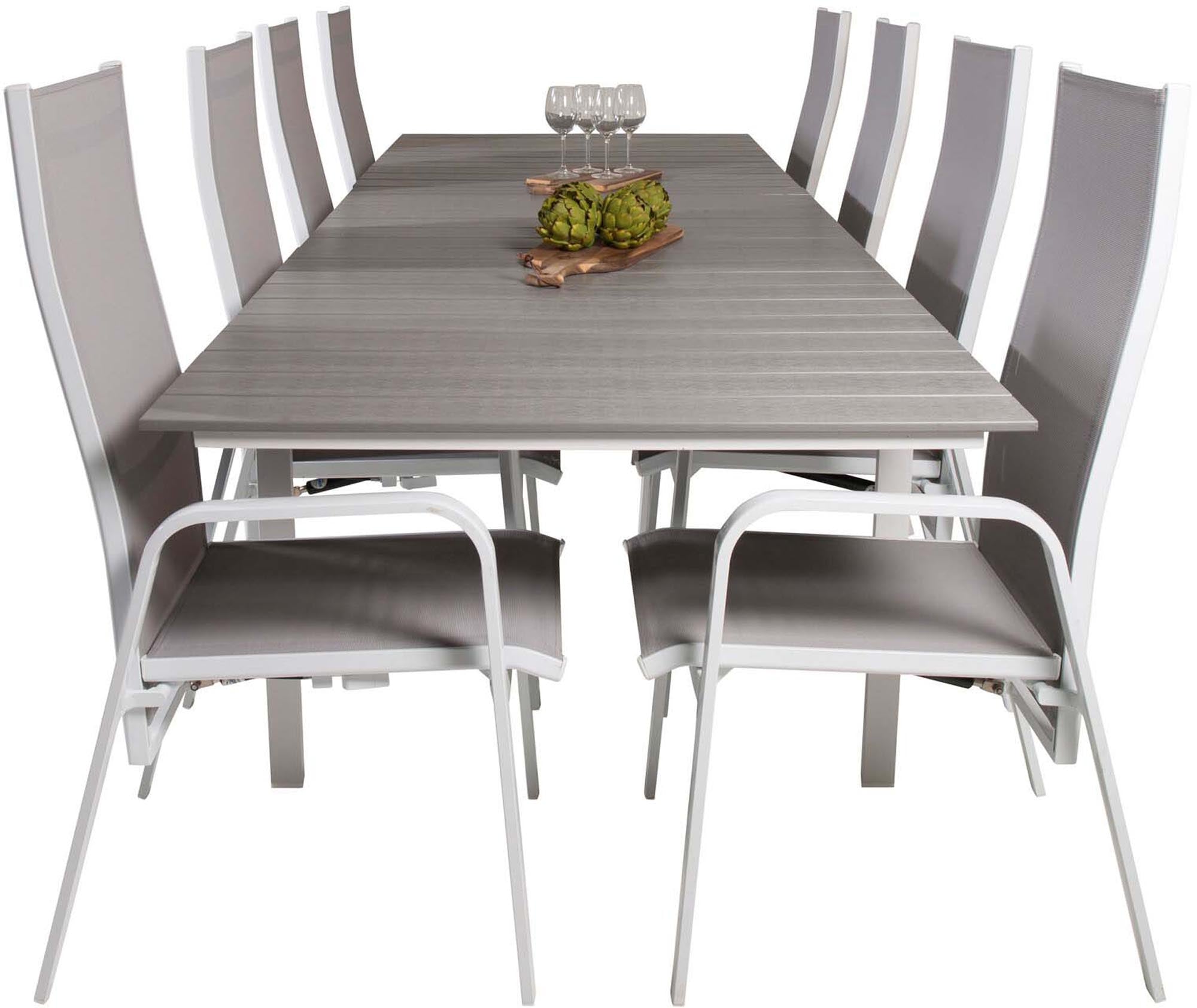 Stilvolles Outdoor-Set für 8, ideal für entspannte Gartenmomente.