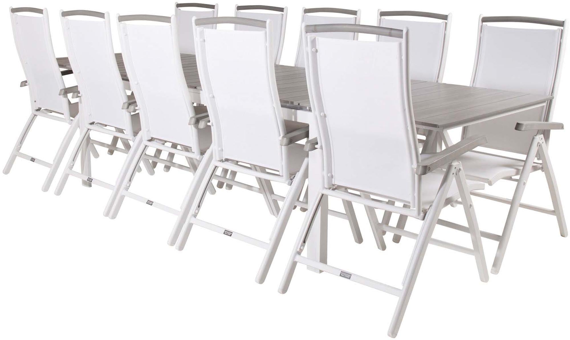 Levels Outdoor-Tischset + Albany 229cm/8St. in Weiss präsentiert im Onlineshop von KAQTU Design AG. Gartentischset ist von Venture Home