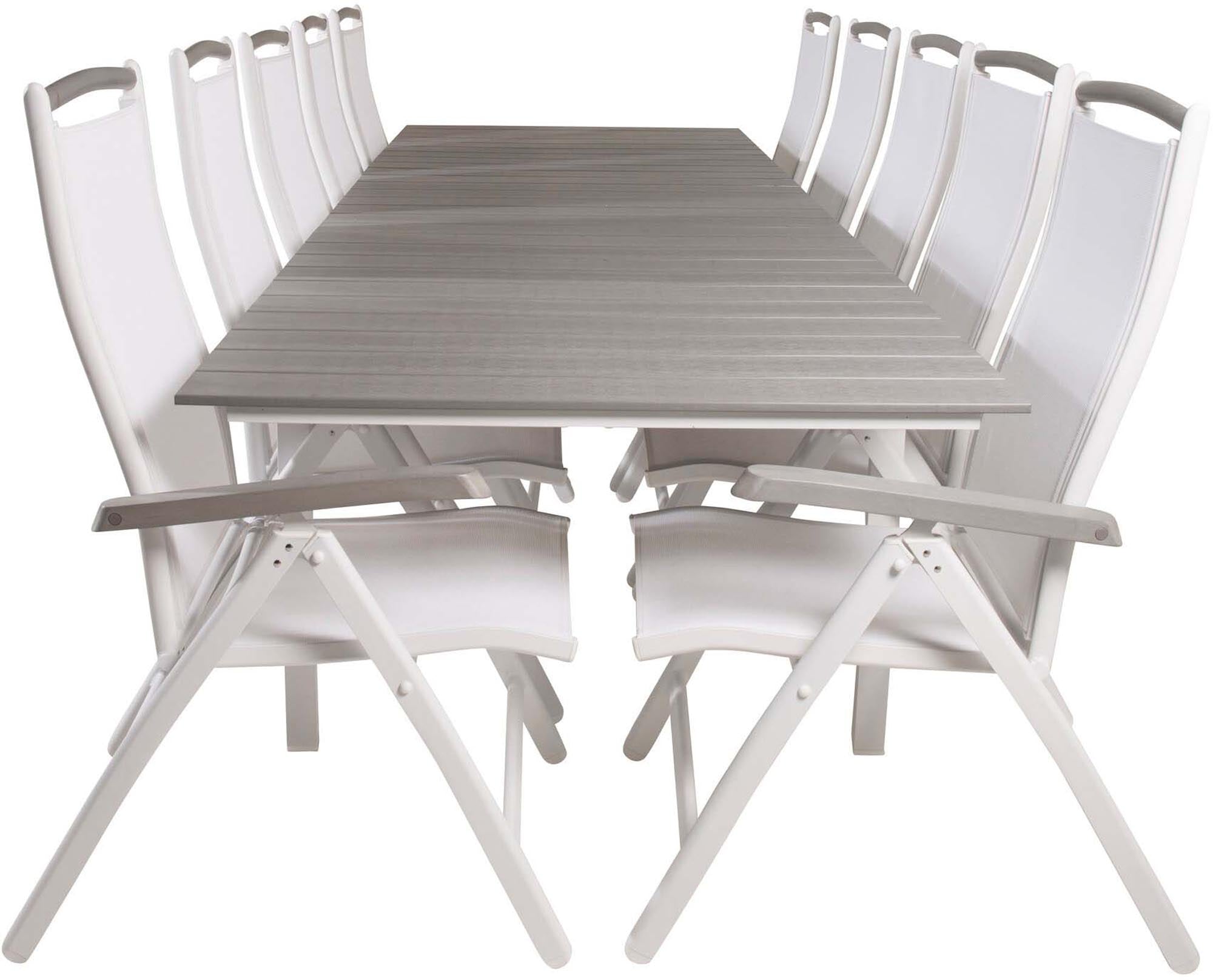 Stilvolles Levels Outdoor-Tischset mit 229cm Tisch und 8 Albany Stühlen, ideal für gesellige Anlässe im Garten.