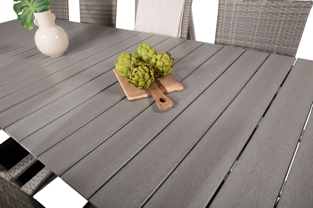 Levels Outdoor-Tischset + Anna 224cm/8St. in Grau präsentiert im Onlineshop von KAQTU Design AG. Gartentischset ist von Venture Home