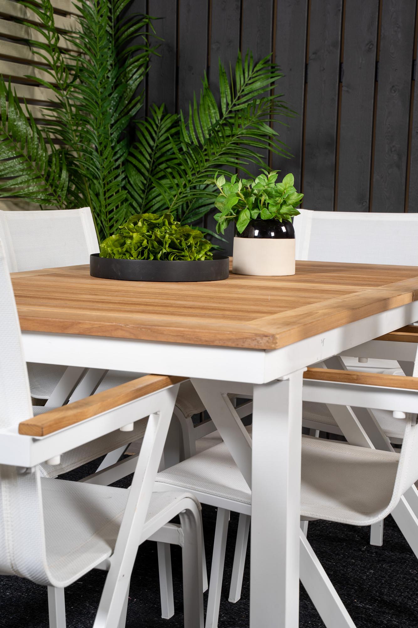 Panama Outdoor-Tischset + Mexico 160cm/6St. in Weiss präsentiert im Onlineshop von KAQTU Design AG. Gartentischset ist von Venture Home