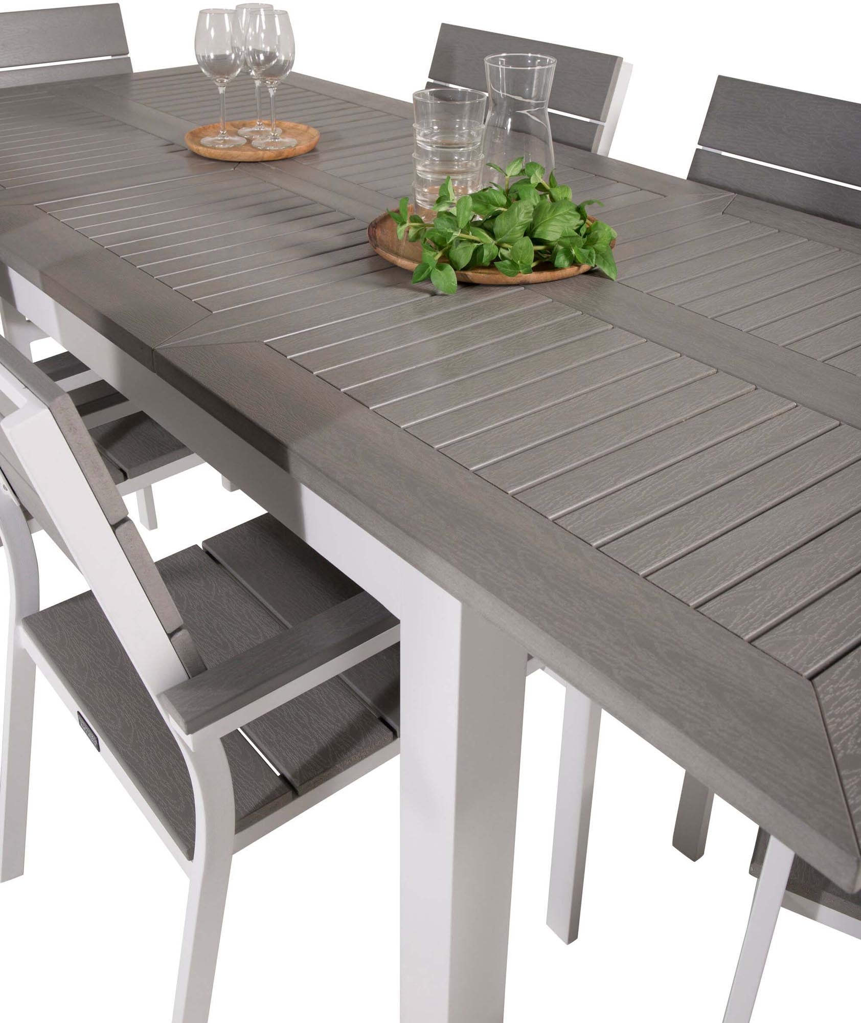 Stylisches Albany Gartentischset: Ausziehbarer Tisch für 6 Personen, langlebig und witterungsbeständig – ideal für Ihre Terrasse!