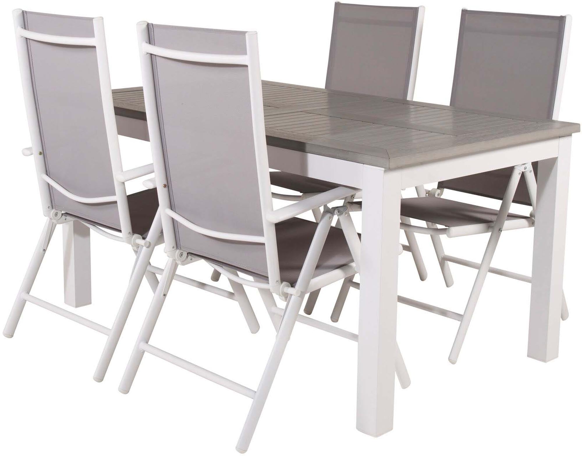 Albany Outdoor-Gartentischset ausziehbar + Break 152cm/4St. in Grau weiss präsentiert im Onlineshop von KAQTU Design AG. Gartentischset ist von Venture Home