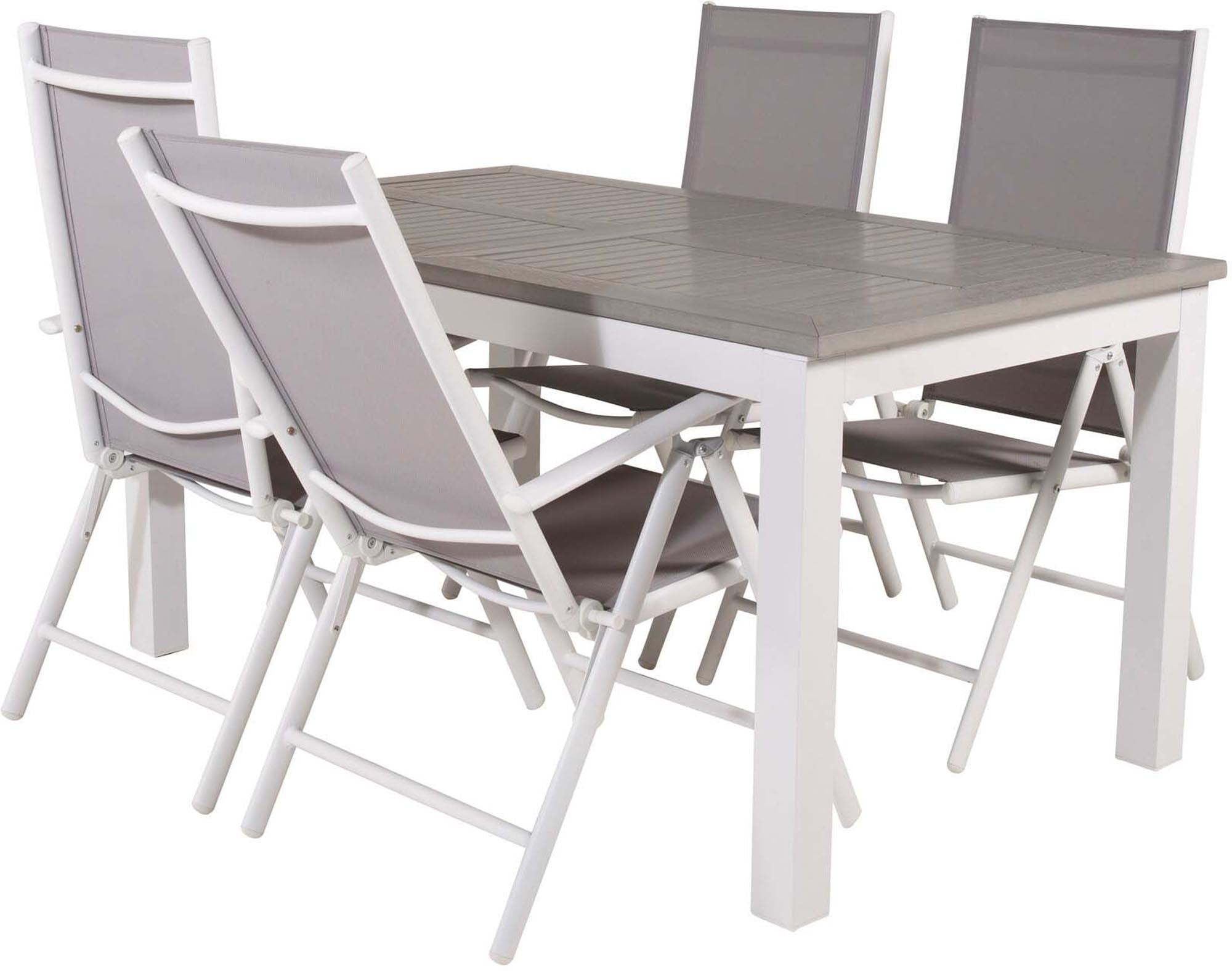Albany Outdoor-Gartentischset ausziehbar + Break 152cm/4St. in Grau weiss präsentiert im Onlineshop von KAQTU Design AG. Gartentischset ist von Venture Home
