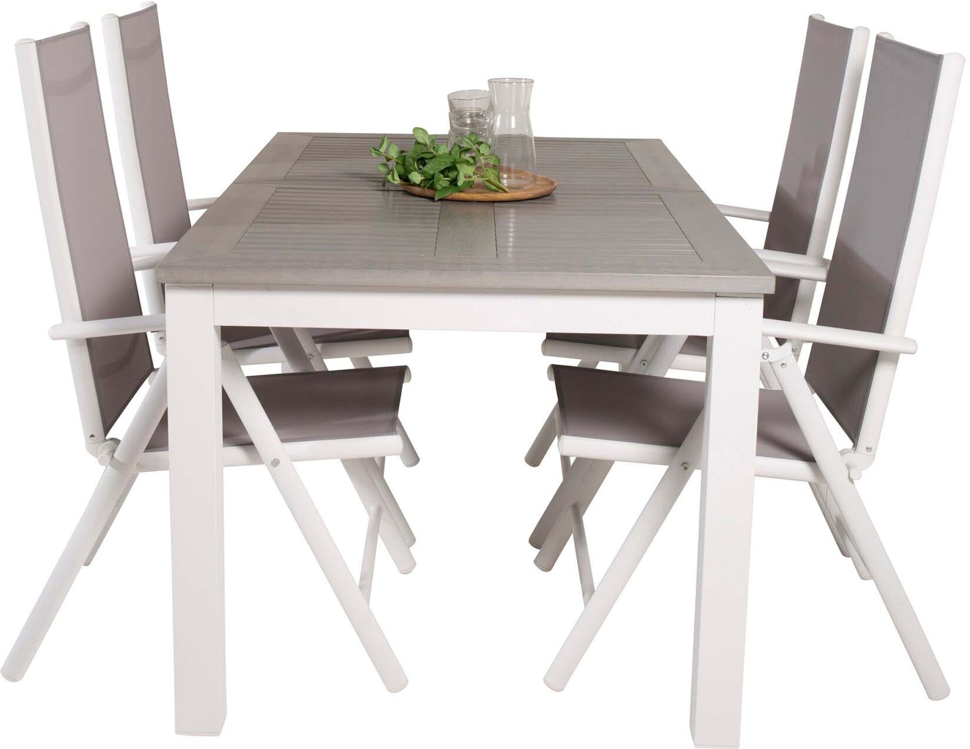 Albany Outdoor-Gartentischset ausziehbar + Break 152cm/4St. in Grau weiss präsentiert im Onlineshop von KAQTU Design AG. Gartentischset ist von Venture Home