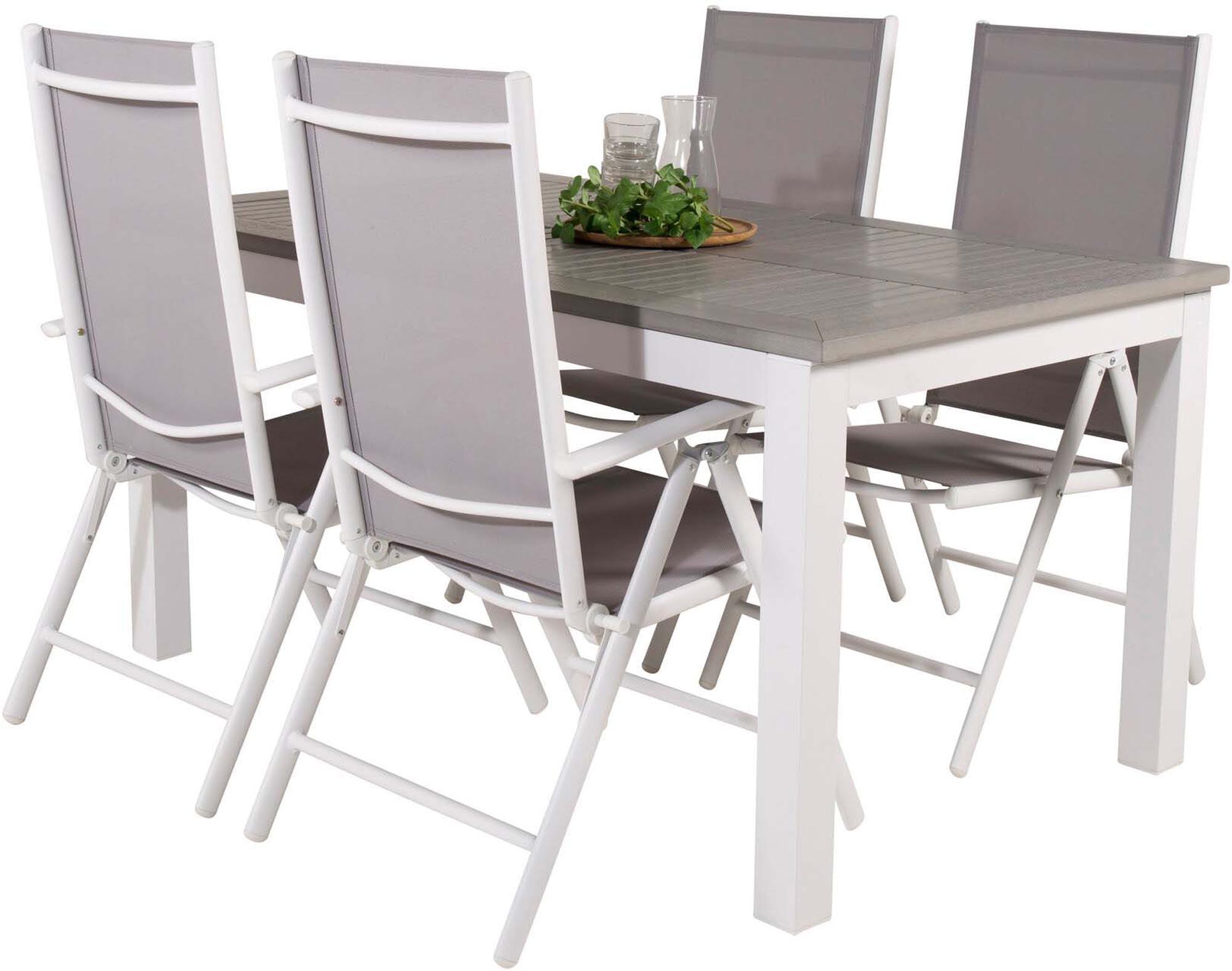 Albany Outdoor-Gartentischset ausziehbar + Break 152cm/4St. in Grau weiss präsentiert im Onlineshop von KAQTU Design AG. Gartentischset ist von Venture Home