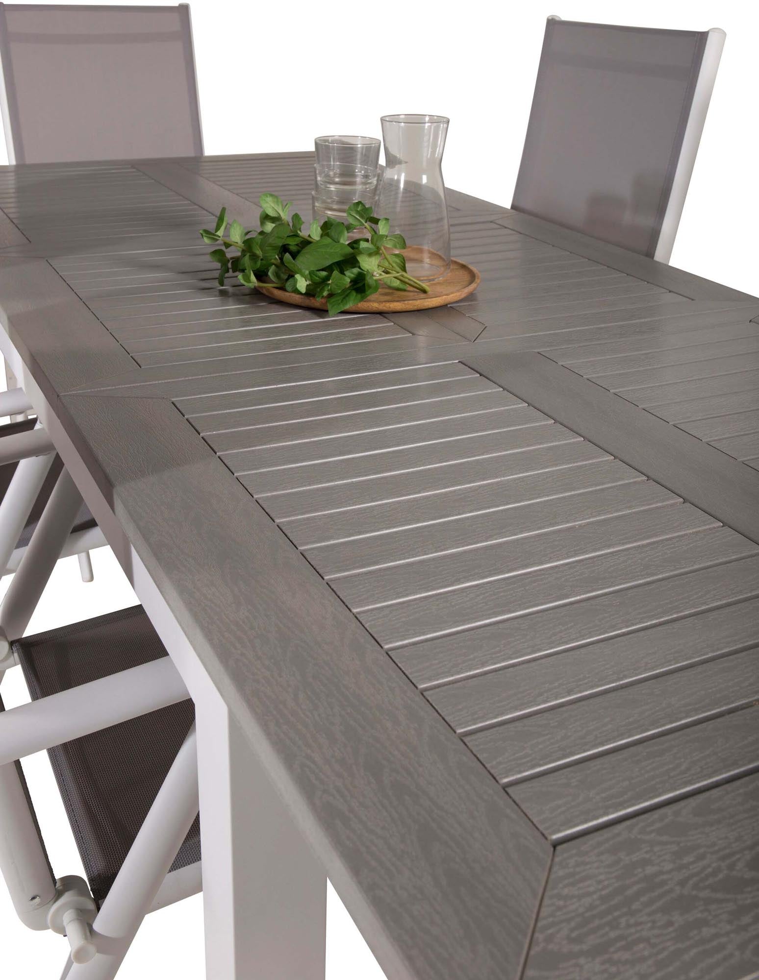 Albany Outdoor-Gartentischset ausziehbar + Break 152cm/6St. in Grau weiss präsentiert im Onlineshop von KAQTU Design AG. Gartentischset ist von Venture Home