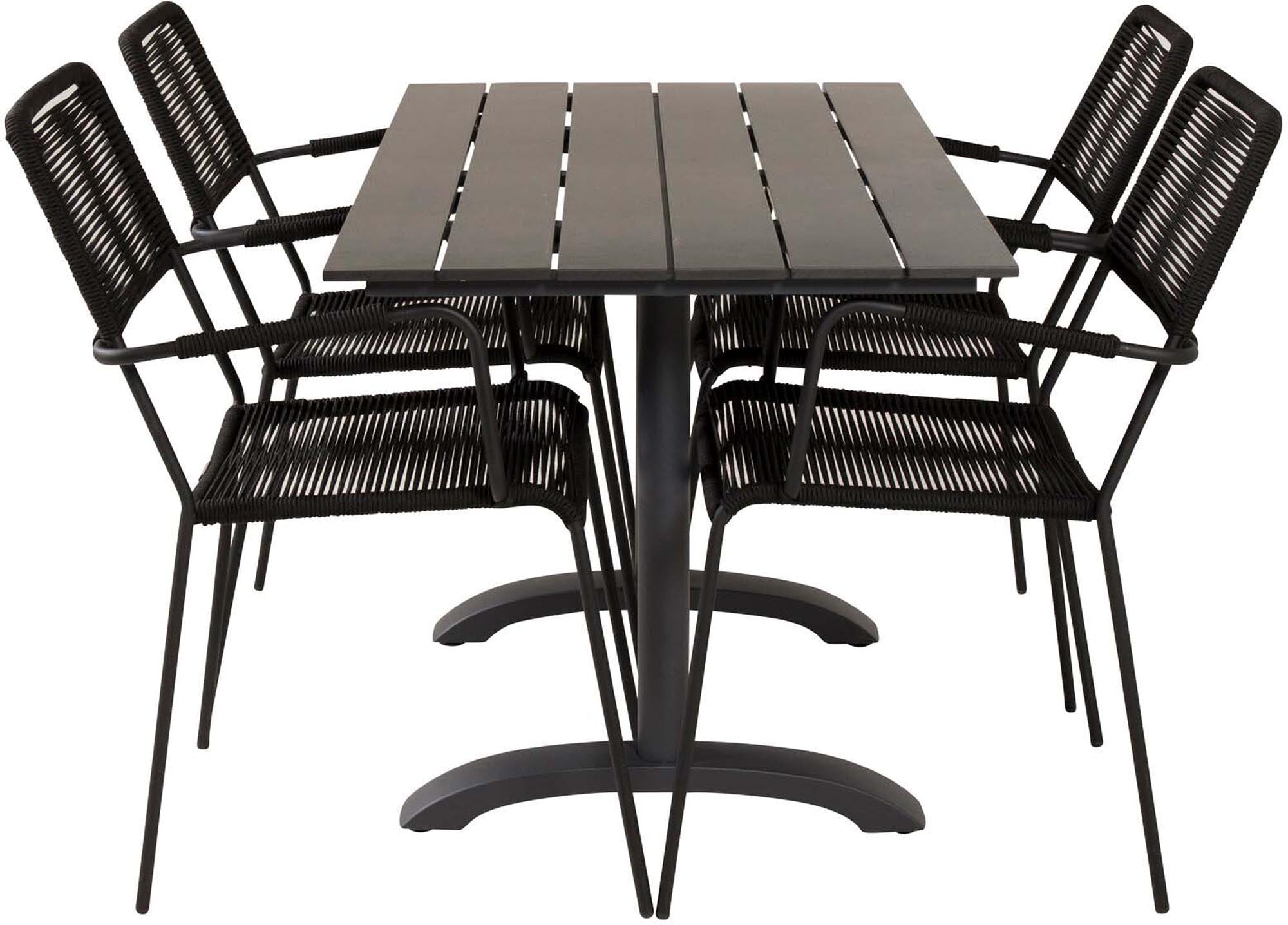 Denver Outdoor-Tischset + Lindos Arm 120cm/4St. in Schwarz präsentiert im Onlineshop von KAQTU Design AG. Gartentischset ist von Venture Home