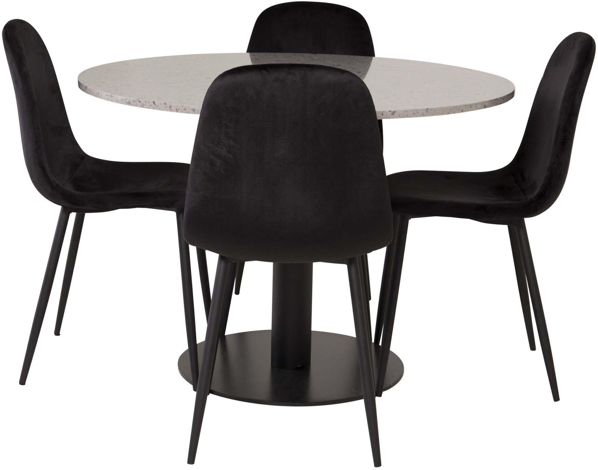 Razzia Esszimmerset + Polar ⌀106cm/4St. in Weiss / Schwarz präsentiert im Onlineshop von KAQTU Design AG. Esszimmerset ist von Venture Home
