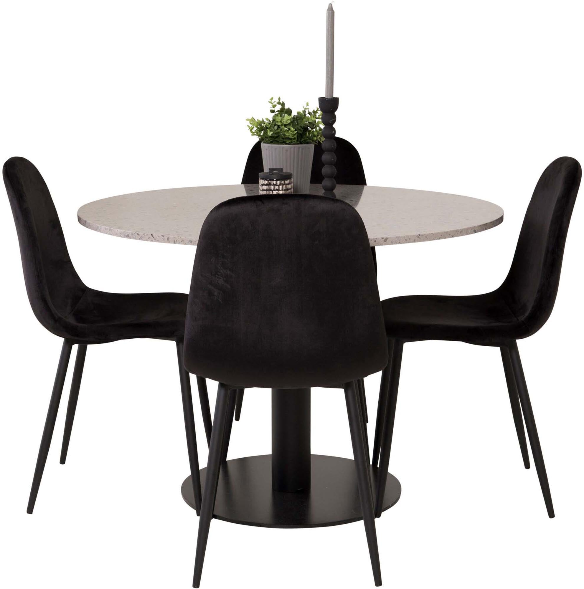 Razzia Esszimmerset + Polar ⌀106cm/4St. in Weiss / Schwarz präsentiert im Onlineshop von KAQTU Design AG. Esszimmerset ist von Venture Home