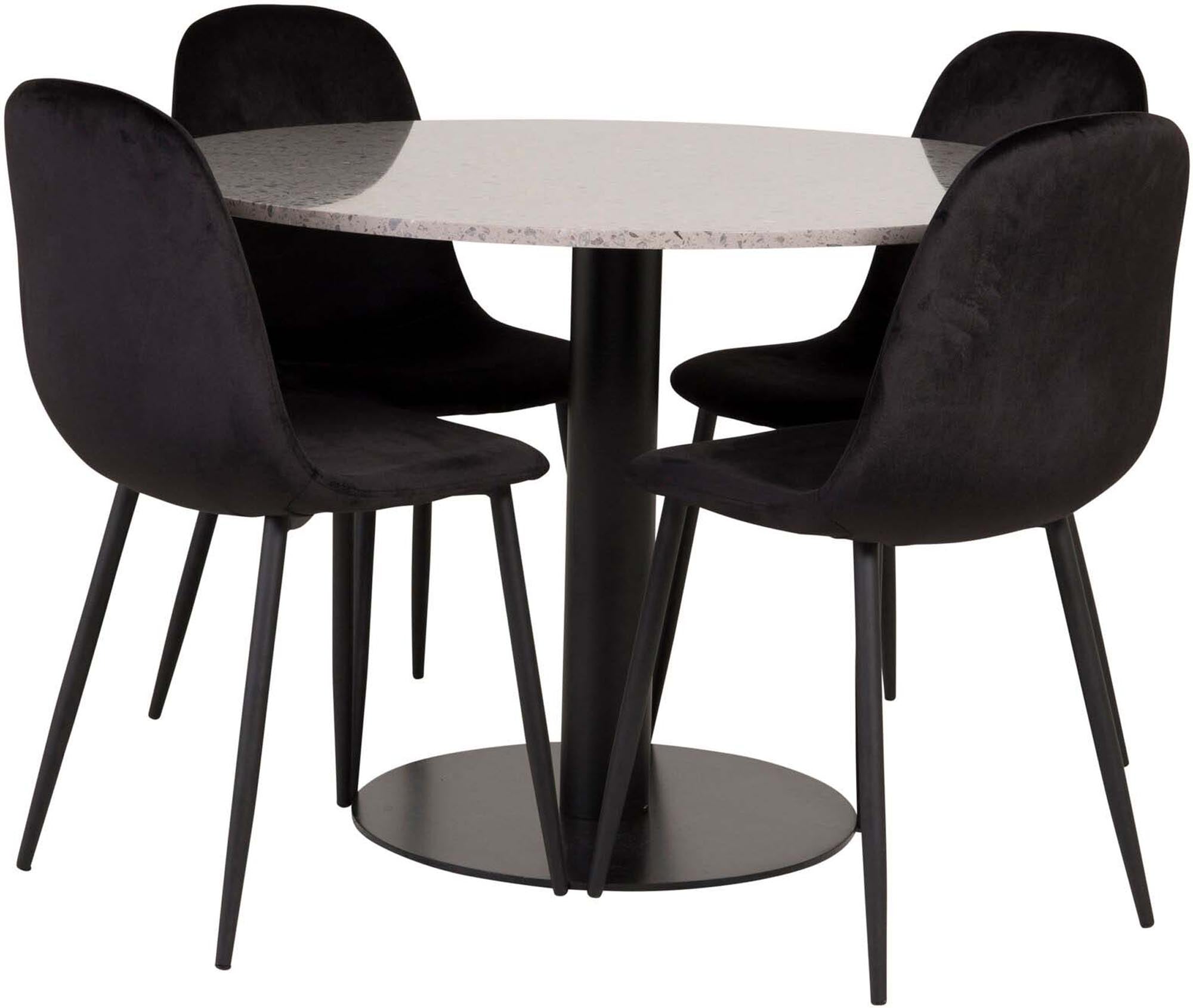 Razzia Esszimmerset + Polar ⌀106cm/4St. in Weiss / Schwarz präsentiert im Onlineshop von KAQTU Design AG. Esszimmerset ist von Venture Home
