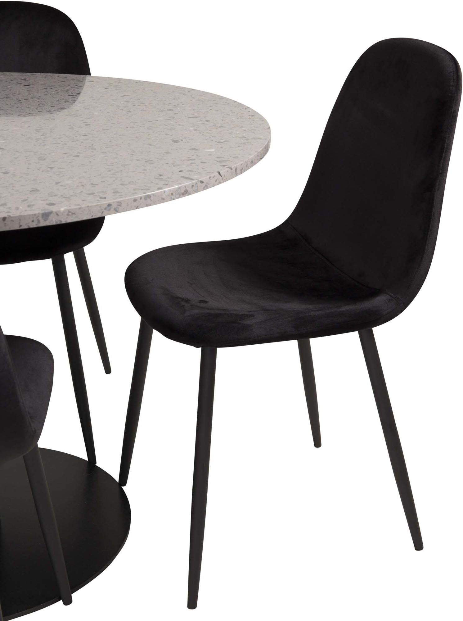 Razzia Esszimmerset + Polar: Stilvolles Design trifft auf hochwertige Materialien. Genießen Sie gesellige Runden am eleganten runden Tisch mit luxuriösen Samtstühlen.