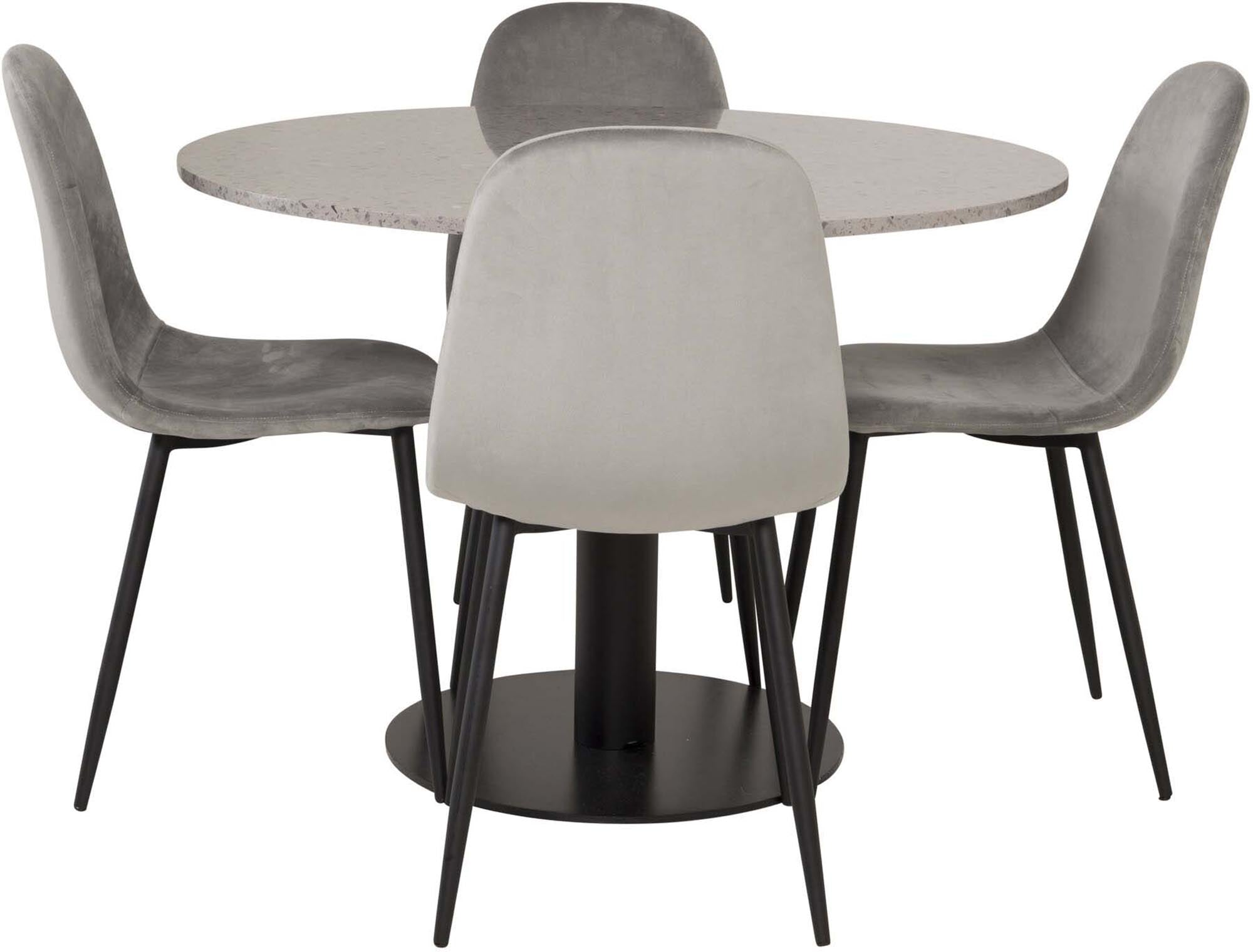 Razzia Esszimmerset + Polar ⌀106cm/4St. in Grau / Schwarz präsentiert im Onlineshop von KAQTU Design AG. Esszimmerset ist von Venture Home