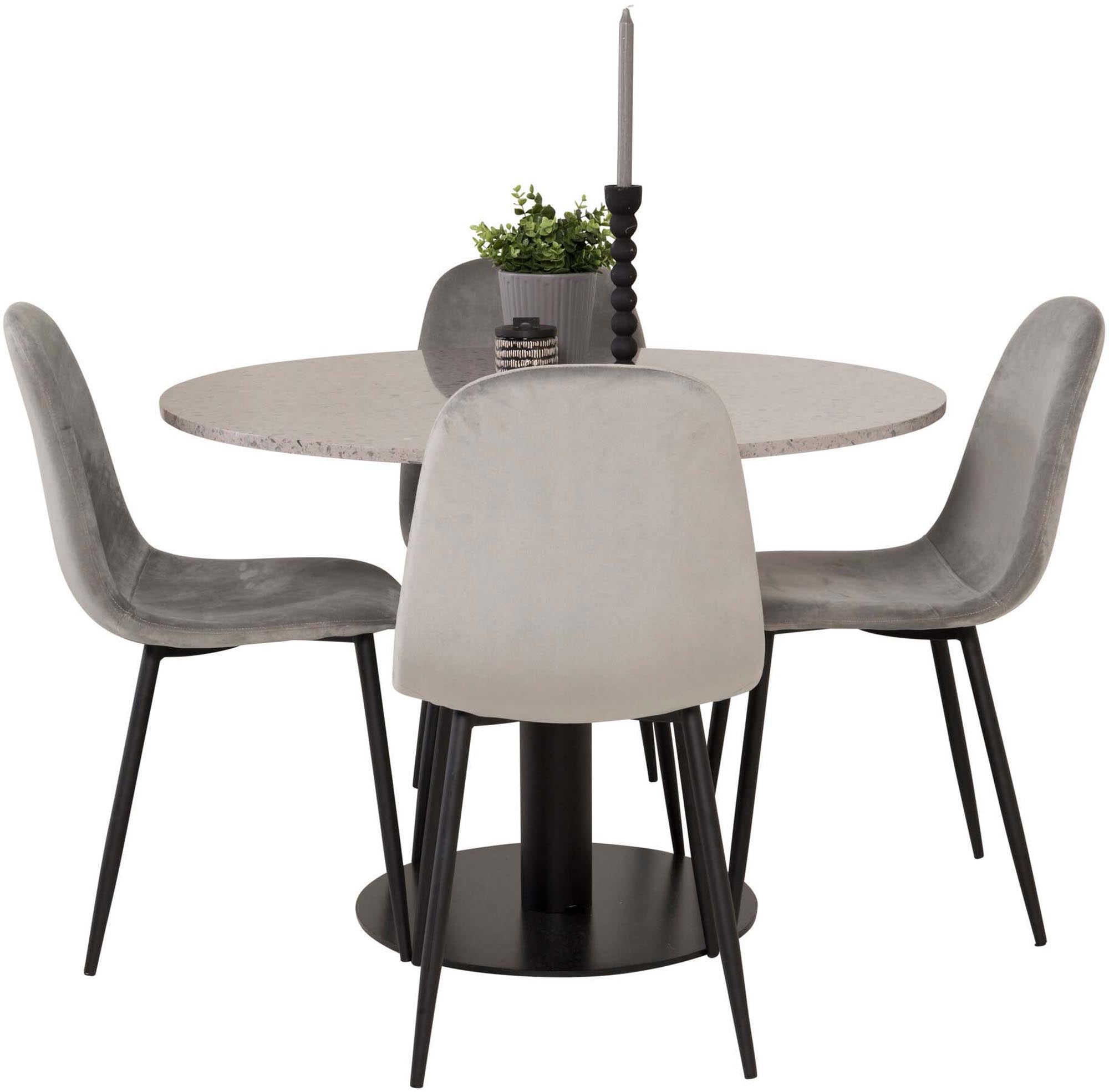 Razzia Esszimmerset + Polar ⌀106cm/4St. in Grau / Schwarz präsentiert im Onlineshop von KAQTU Design AG. Esszimmerset ist von Venture Home