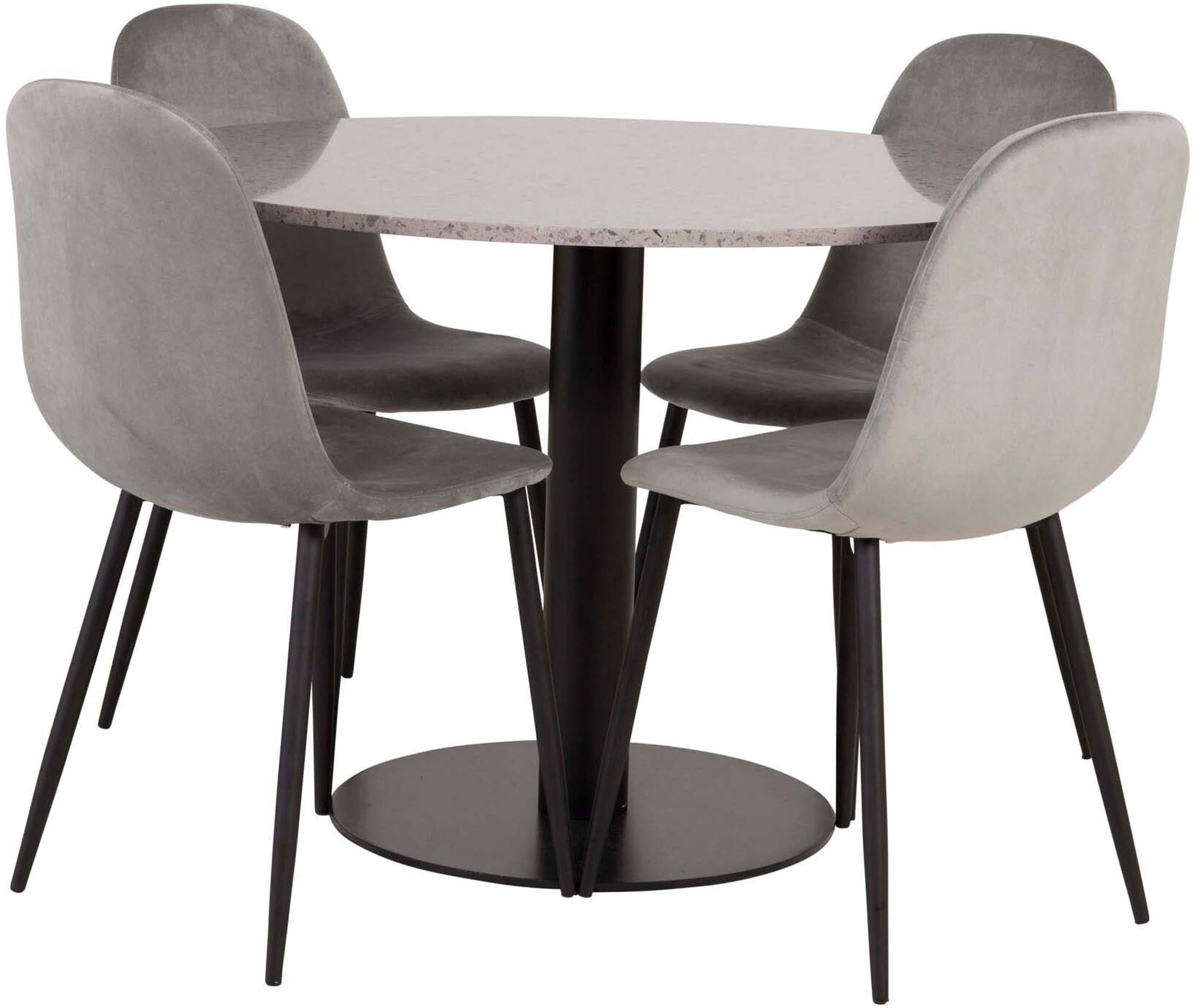 Razzia Esszimmerset + Polar ⌀106cm/4St. in Grau / Schwarz präsentiert im Onlineshop von KAQTU Design AG. Esszimmerset ist von Venture Home