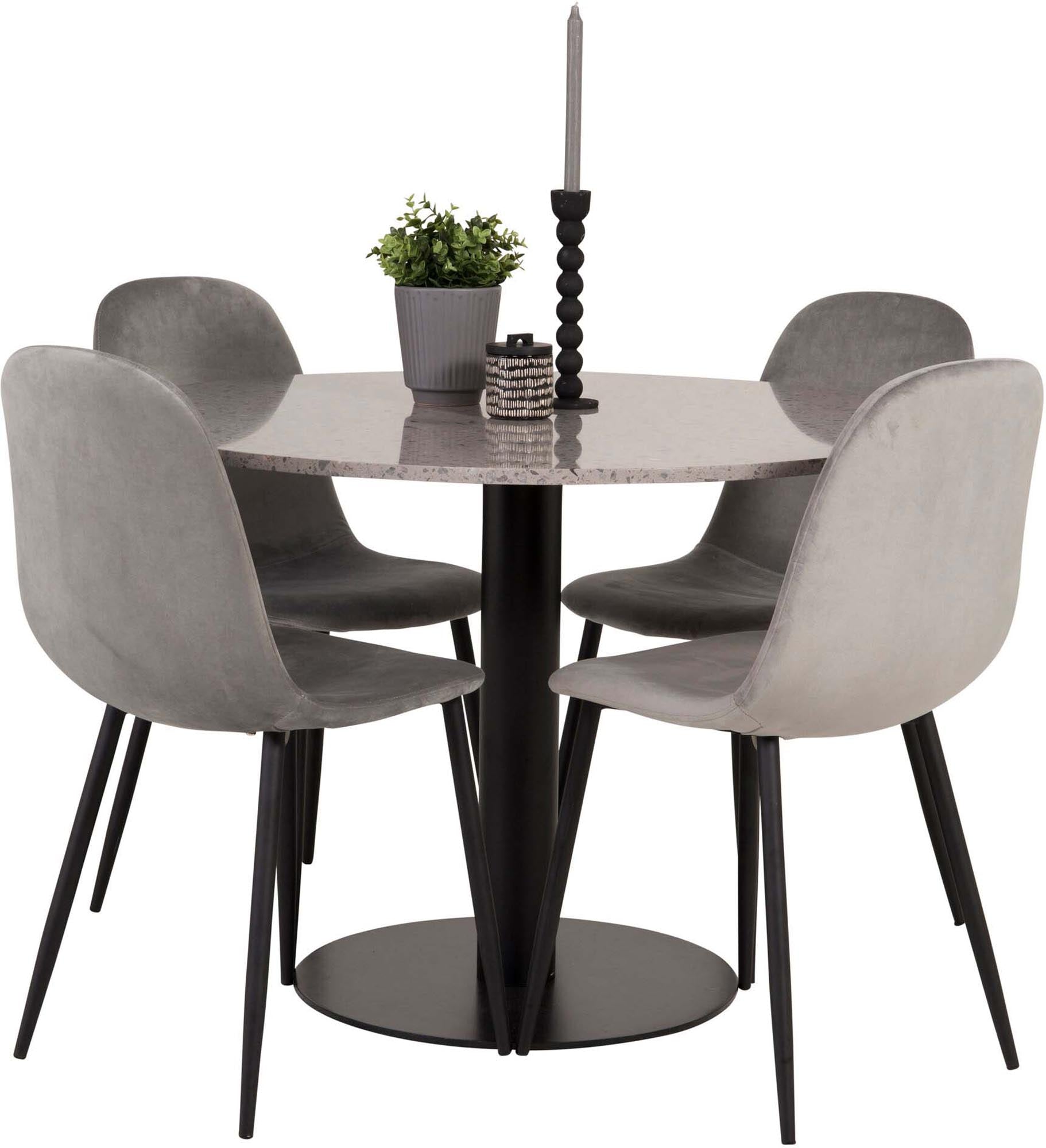 Razzia Esszimmerset + Polar ⌀106cm/4St. in Grau / Schwarz präsentiert im Onlineshop von KAQTU Design AG. Esszimmerset ist von Venture Home