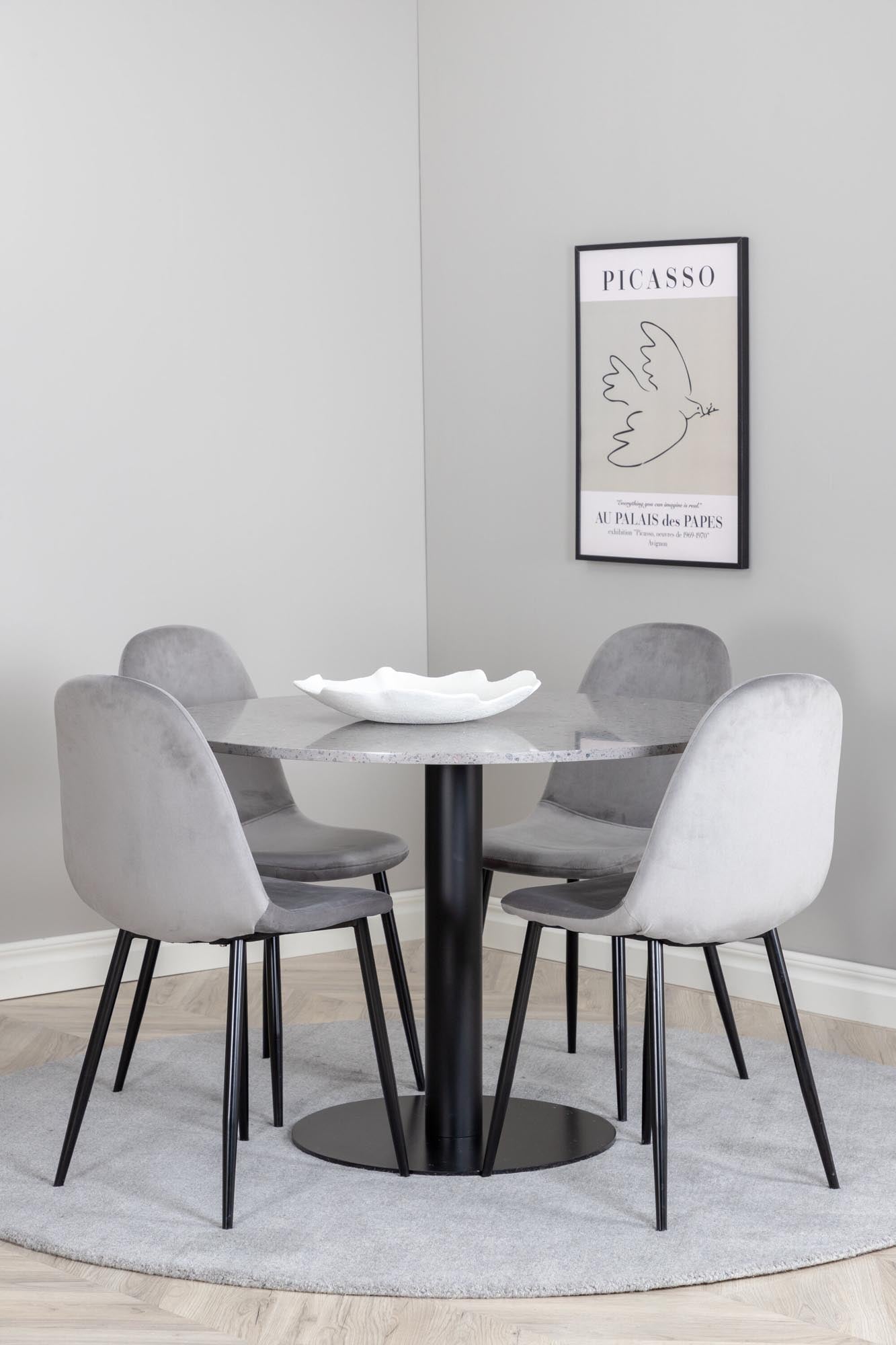 Razzia Esszimmerset + Polar ⌀106cm/4St. in Grau / Schwarz präsentiert im Onlineshop von KAQTU Design AG. Esszimmerset ist von Venture Home