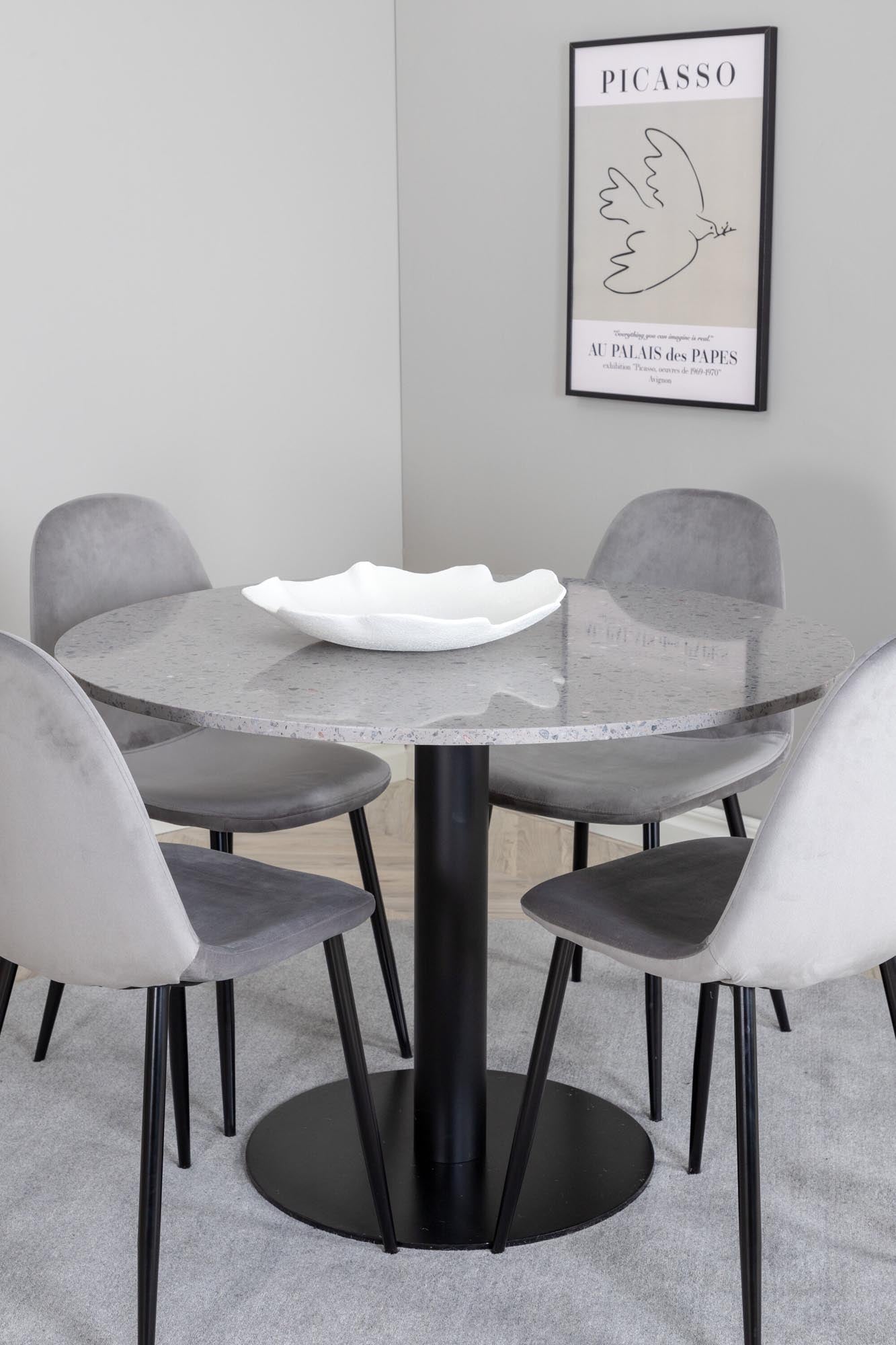 Razzia Esszimmerset + Polar ⌀106cm/4St. in Grau / Schwarz präsentiert im Onlineshop von KAQTU Design AG. Esszimmerset ist von Venture Home
