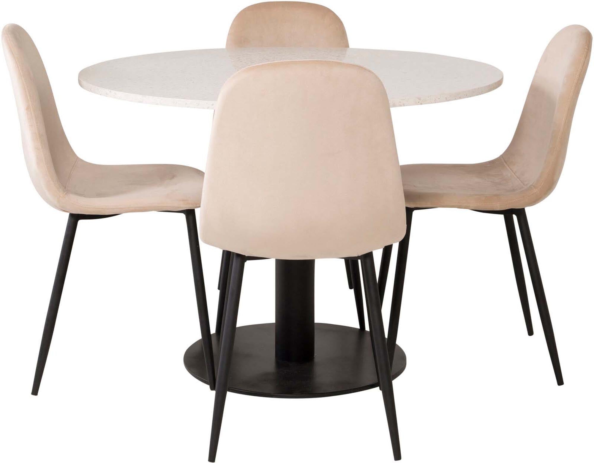 Razzia Esszimmerset + Polar ⌀106cm/4St. in Weiss / Beige / Schwarz präsentiert im Onlineshop von KAQTU Design AG. Esszimmerset ist von Venture Home