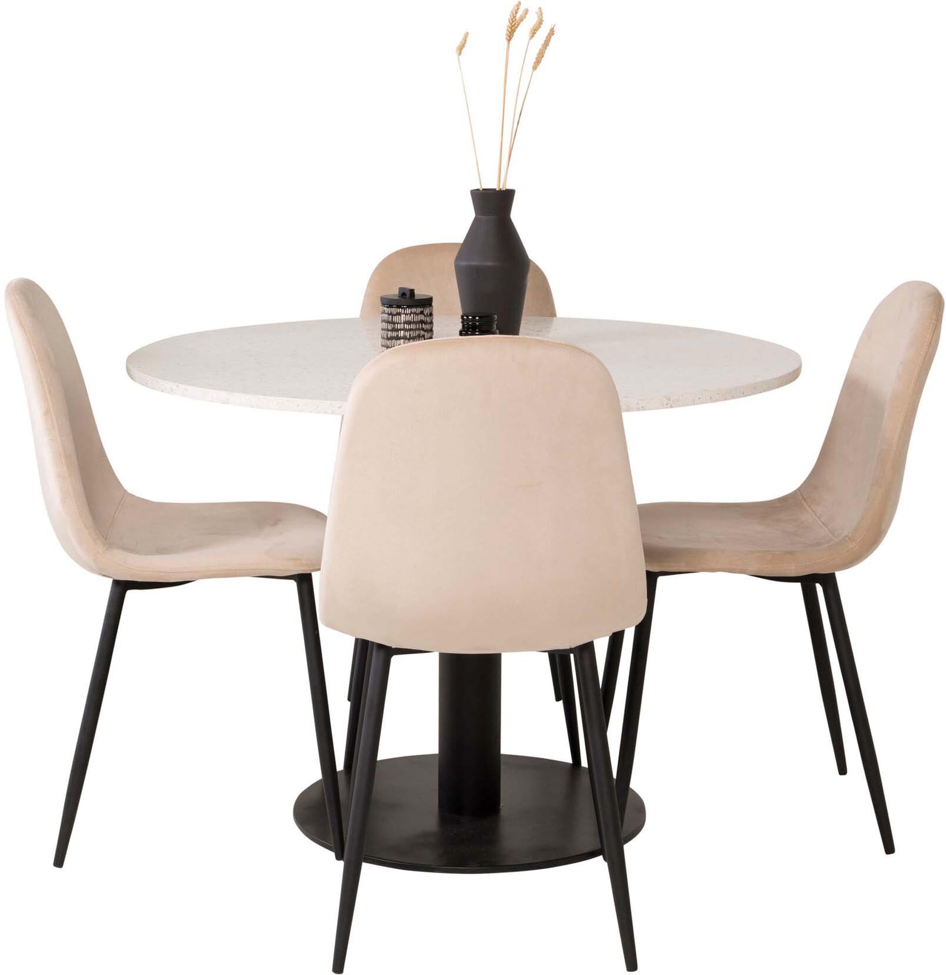 Razzia Esszimmerset + Polar ⌀106cm/4St. in Weiss / Beige / Schwarz präsentiert im Onlineshop von KAQTU Design AG. Esszimmerset ist von Venture Home