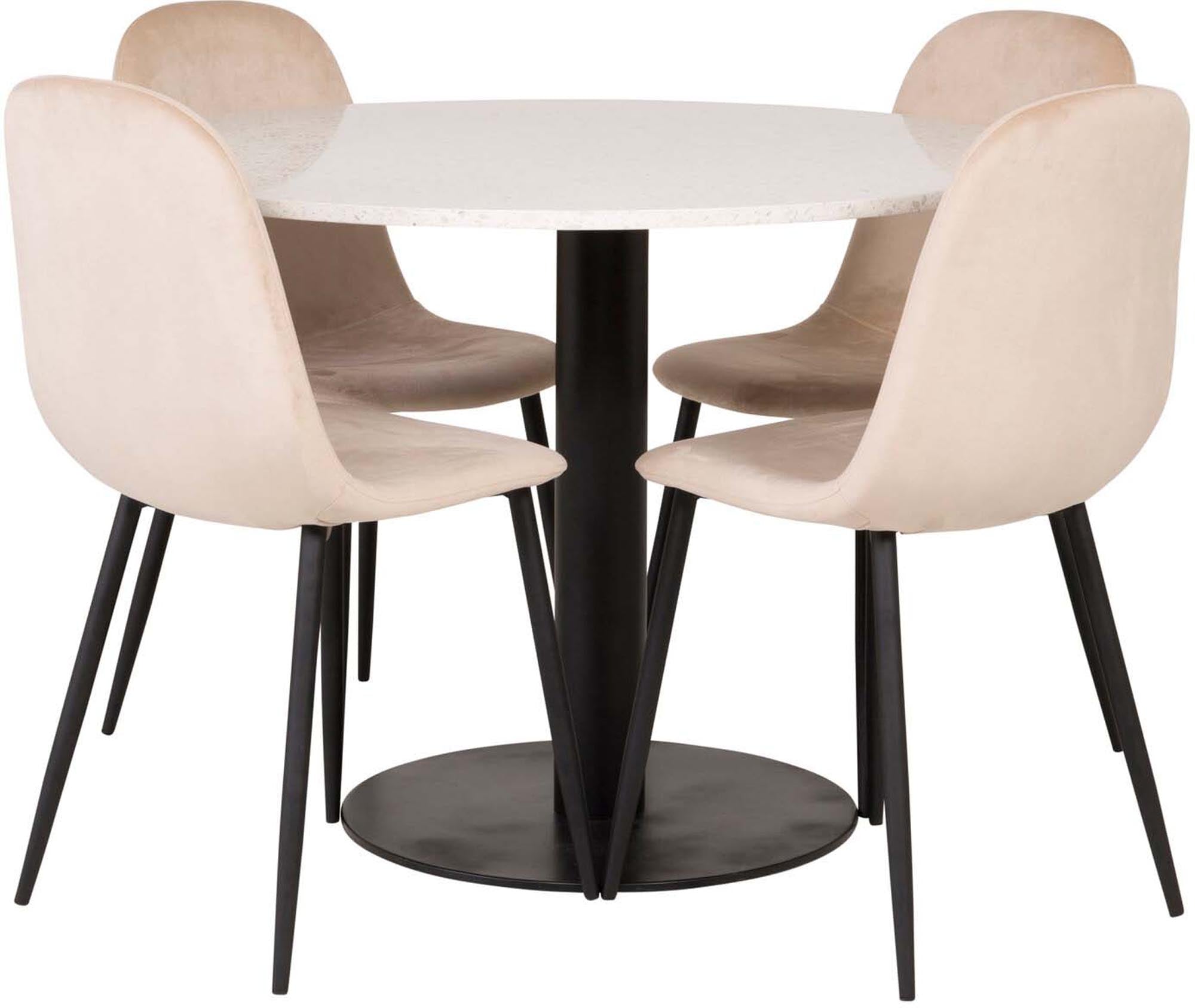 Razzia Esszimmerset + Polar ⌀106cm/4St. in Weiss / Beige / Schwarz präsentiert im Onlineshop von KAQTU Design AG. Esszimmerset ist von Venture Home