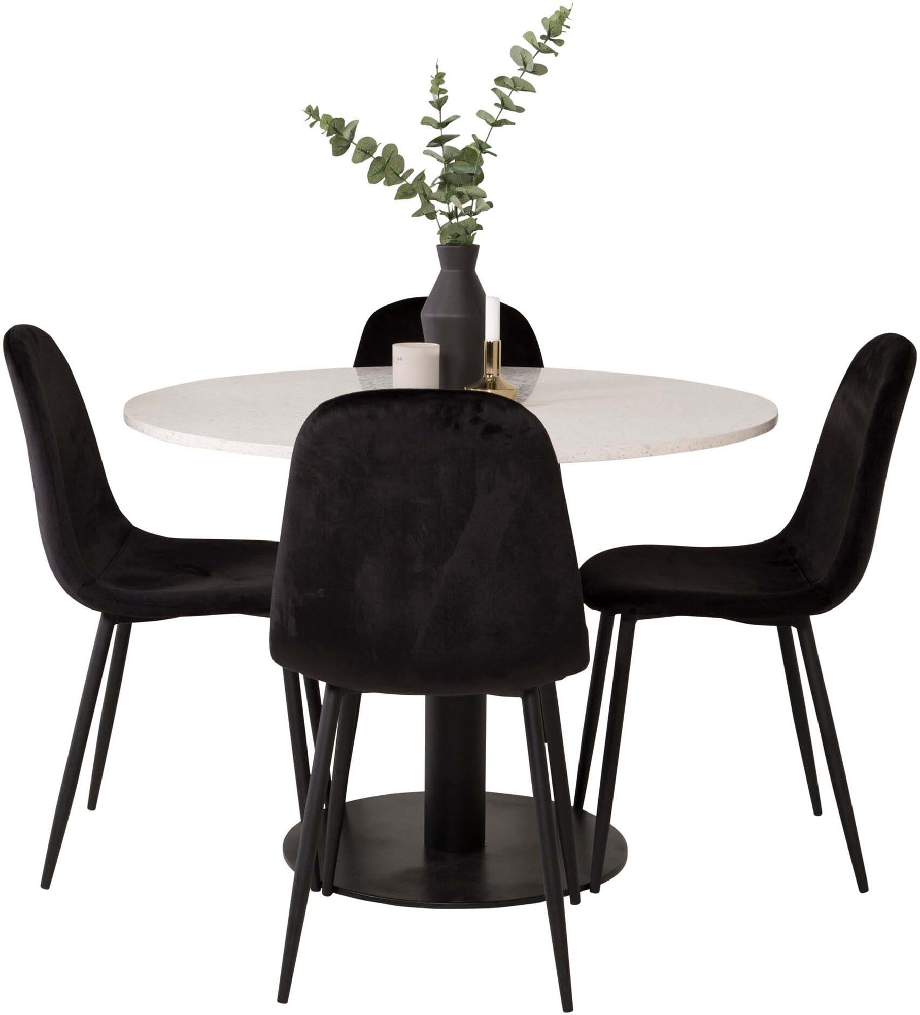 Razzia Esszimmerset + Polar ⌀106cm/4St. in Weiss / Dunkelbraun / Schwarz präsentiert im Onlineshop von KAQTU Design AG. Esszimmerset ist von Venture Home