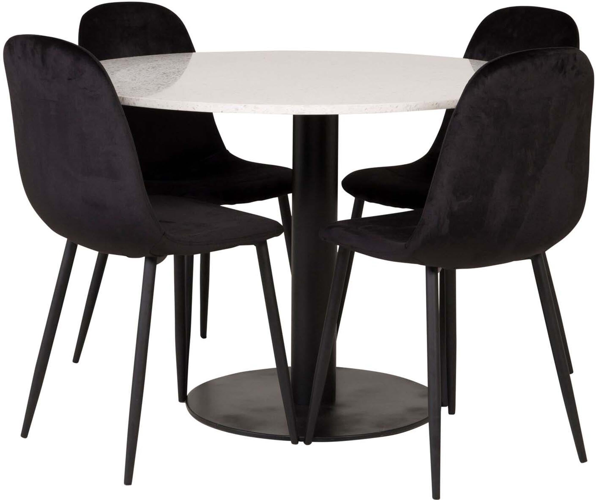 Razzia Esszimmerset + Polar ⌀106cm/4St. in Weiss / Dunkelbraun / Schwarz präsentiert im Onlineshop von KAQTU Design AG. Esszimmerset ist von Venture Home