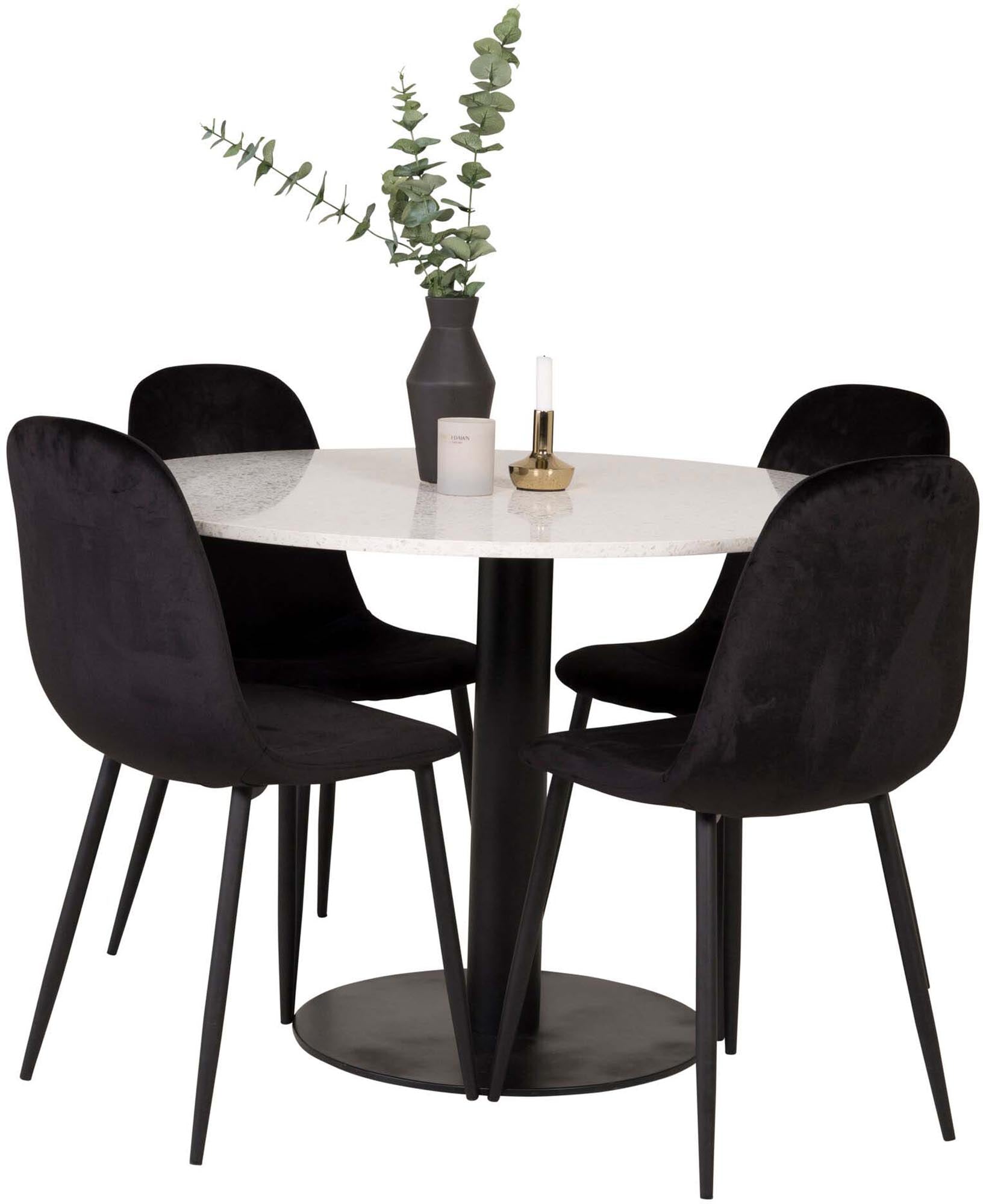 Razzia Esszimmerset + Polar ⌀106cm/4St. in Weiss / Dunkelbraun / Schwarz präsentiert im Onlineshop von KAQTU Design AG. Esszimmerset ist von Venture Home