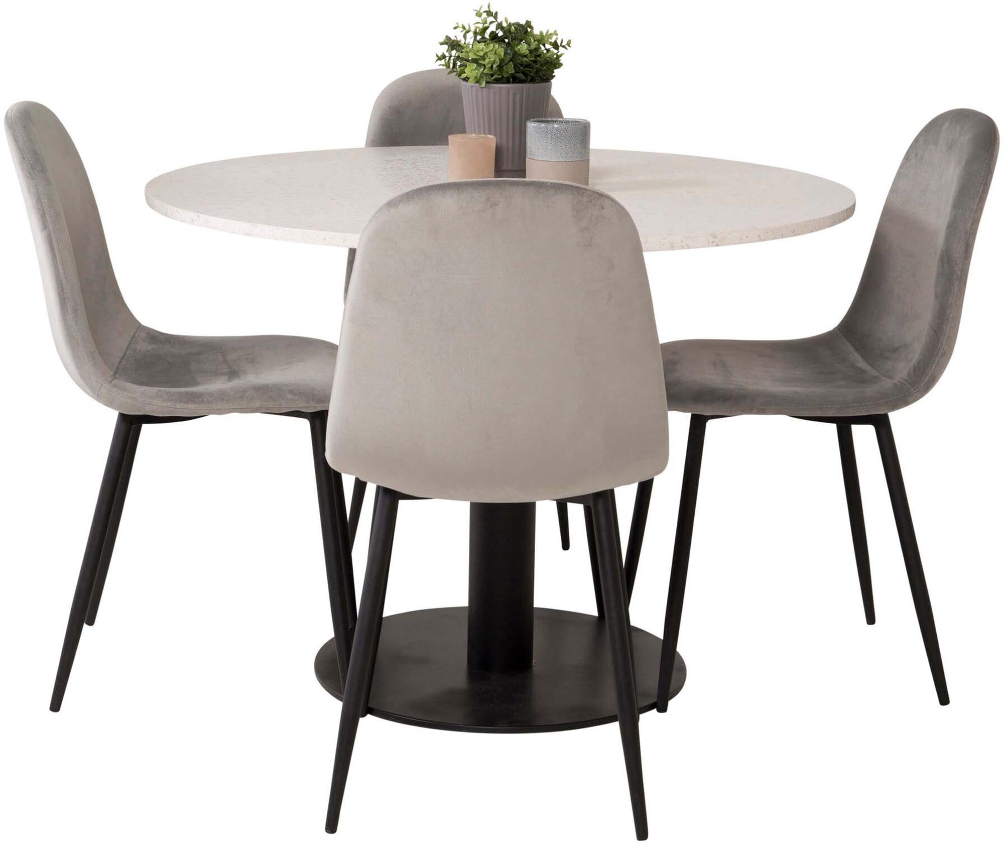 Razzia Esszimmerset + Polar ⌀106cm/4St. in Weiss / Grau / Schwarz präsentiert im Onlineshop von KAQTU Design AG. Esszimmerset ist von Venture Home