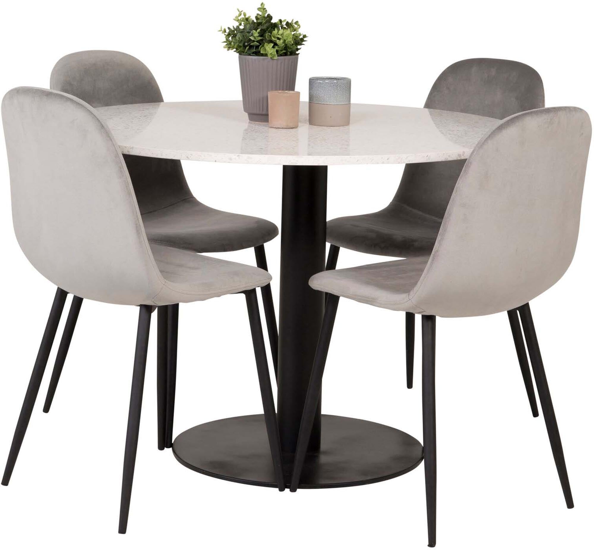 Razzia Esszimmerset + Polar ⌀106cm/4St. in Weiss / Grau / Schwarz präsentiert im Onlineshop von KAQTU Design AG. Esszimmerset ist von Venture Home