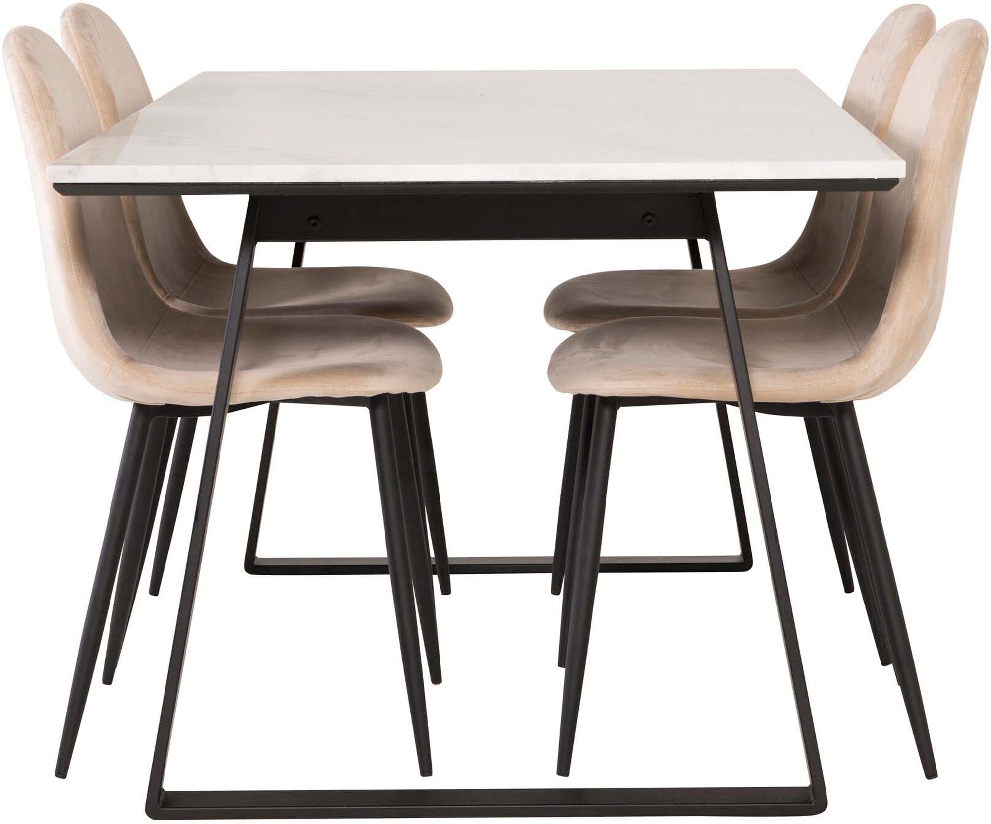 Estelle Esszimmerset + Polar 140cm/4St. in Beige, Schwarz präsentiert im Onlineshop von KAQTU Design AG. Esszimmerset ist von Venture Home