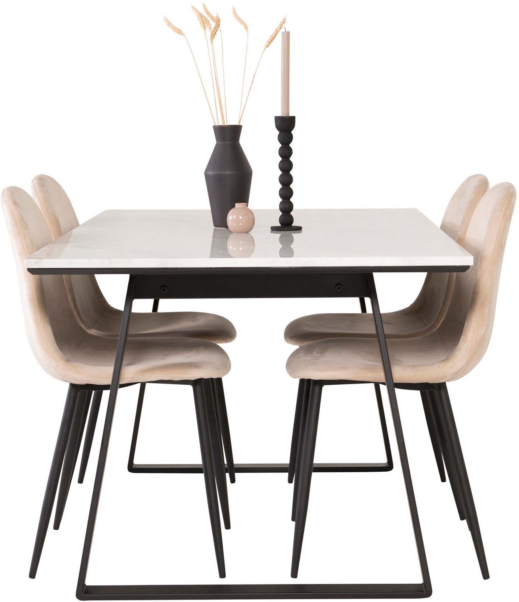 Estelle Esszimmerset + Polar 140cm/4St. in Beige, Schwarz präsentiert im Onlineshop von KAQTU Design AG. Esszimmerset ist von Venture Home