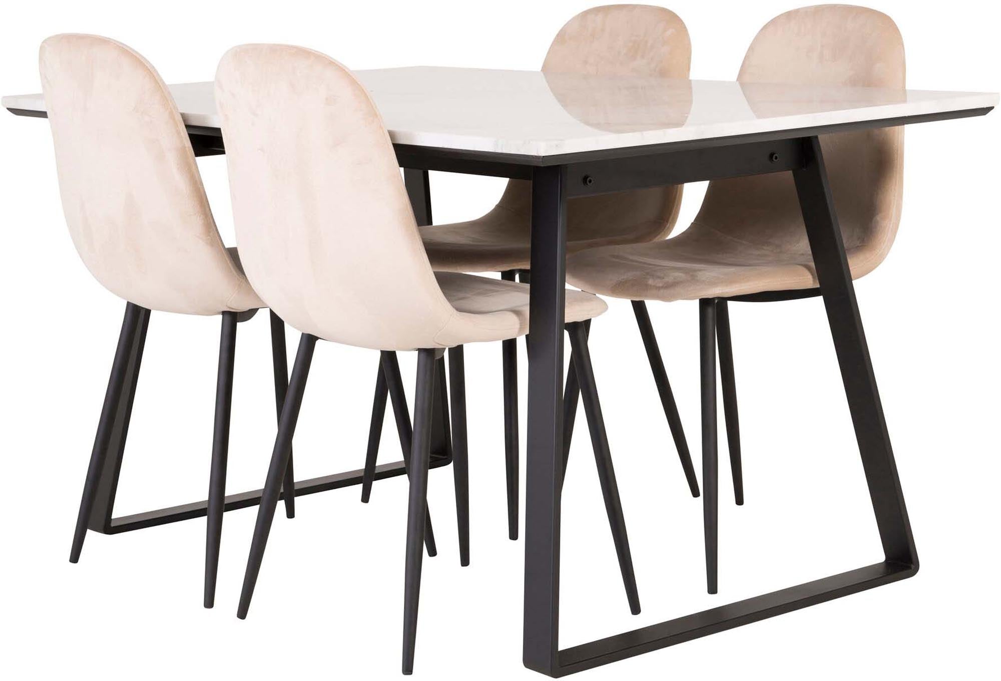 Estelle Esszimmerset + Polar 140cm/4St. in Beige, Schwarz präsentiert im Onlineshop von KAQTU Design AG. Esszimmerset ist von Venture Home