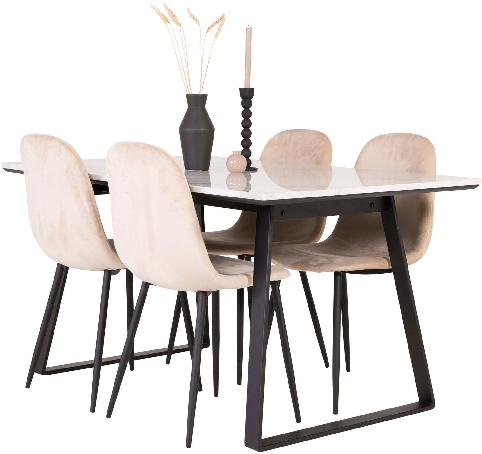 Estelle Esszimmerset + Polar 140cm/4St. in Beige, Schwarz präsentiert im Onlineshop von KAQTU Design AG. Esszimmerset ist von Venture Home