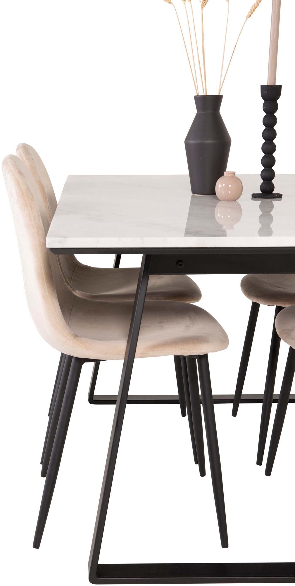Estelle Esszimmerset + Polar 140cm/4St. in Beige, Schwarz präsentiert im Onlineshop von KAQTU Design AG. Esszimmerset ist von Venture Home