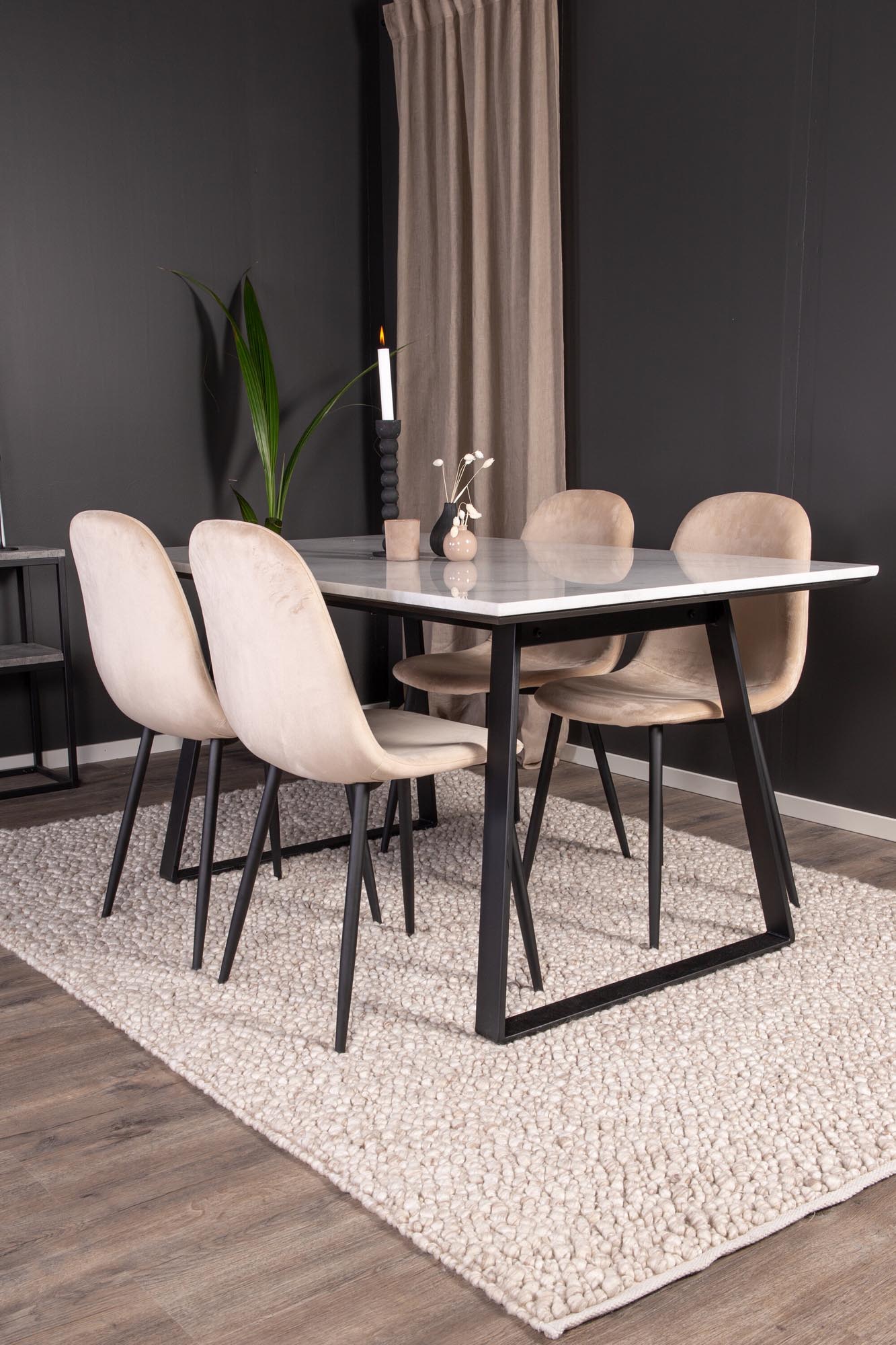 Estelle Esszimmerset + Polar 140cm/4St. in Beige, Schwarz präsentiert im Onlineshop von KAQTU Design AG. Esszimmerset ist von Venture Home