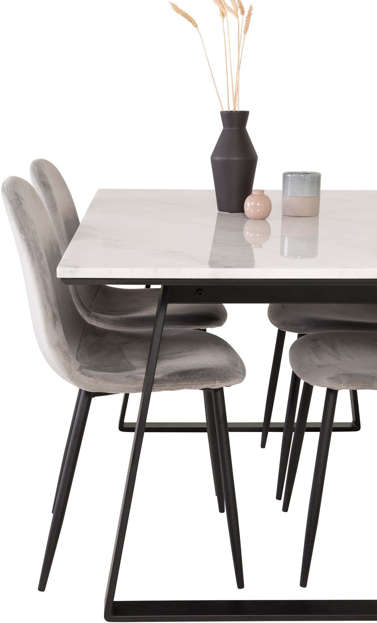 Estelle Esszimmerset + Polar 140cm/4St. in Schwarzgrau präsentiert im Onlineshop von KAQTU Design AG. Esszimmerset ist von Venture Home