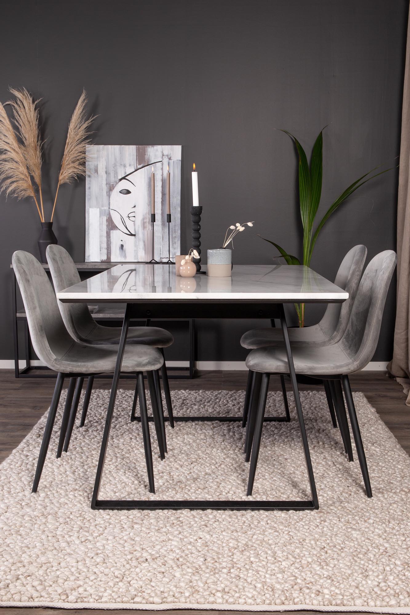Estelle Esszimmerset + Polar 140cm/4St. in Schwarzgrau präsentiert im Onlineshop von KAQTU Design AG. Esszimmerset ist von Venture Home