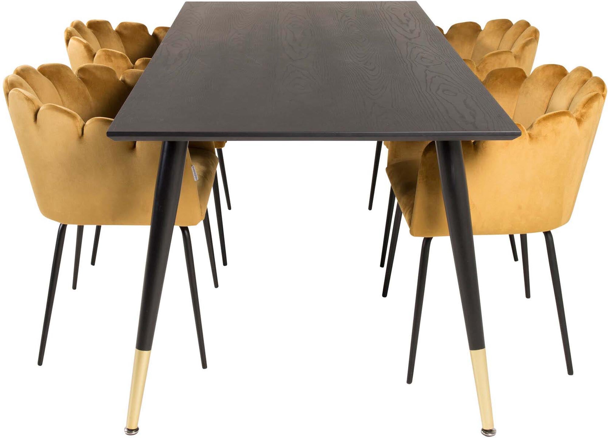 Dipp Esszimmerset + Limhamn 180cm/4St. in Schwarz Gelb präsentiert im Onlineshop von KAQTU Design AG. Esszimmerset ist von Venture Home