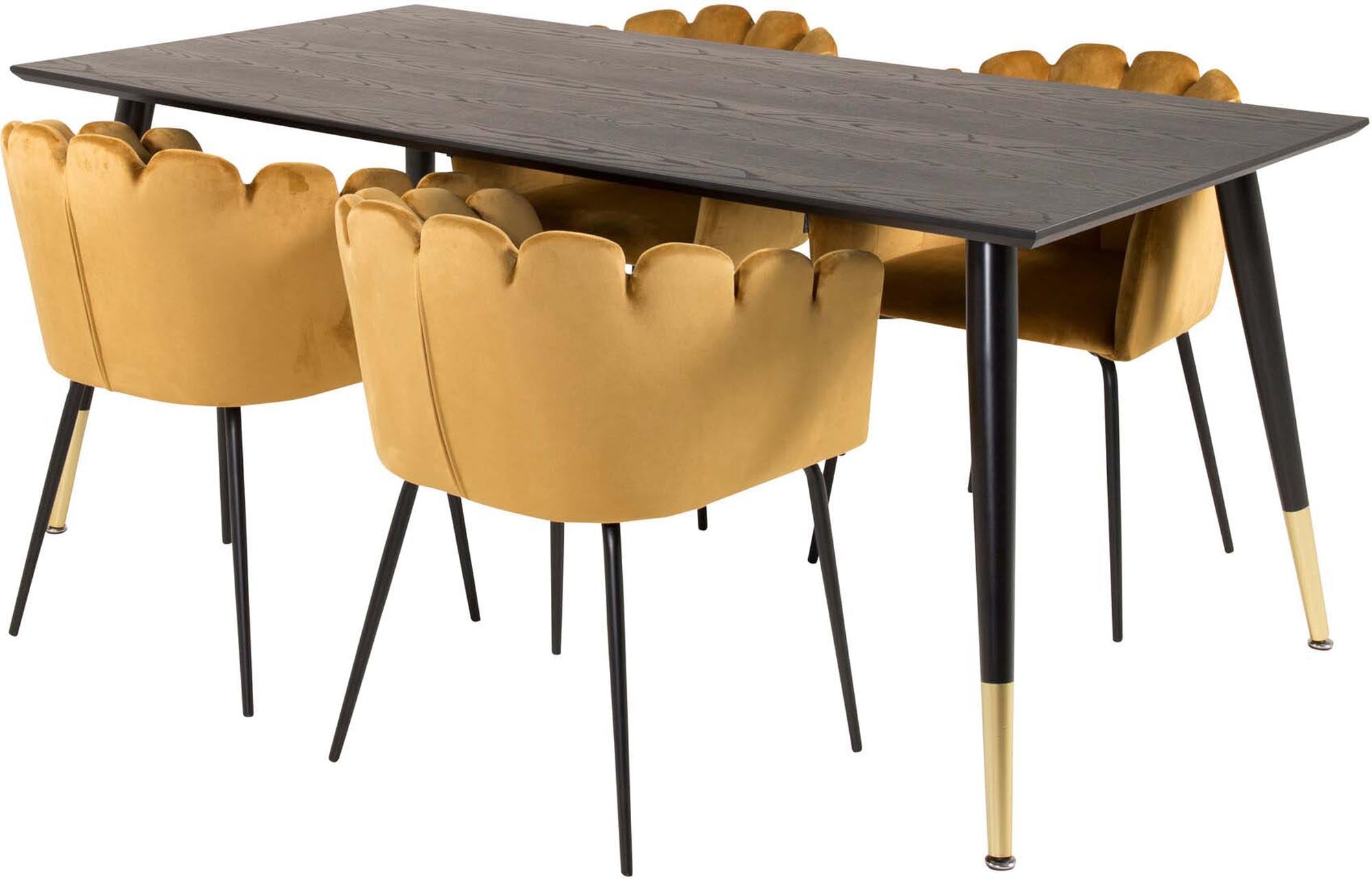 Dipp Esszimmerset + Limhamn 180cm/4St. in Schwarz Gelb präsentiert im Onlineshop von KAQTU Design AG. Esszimmerset ist von Venture Home