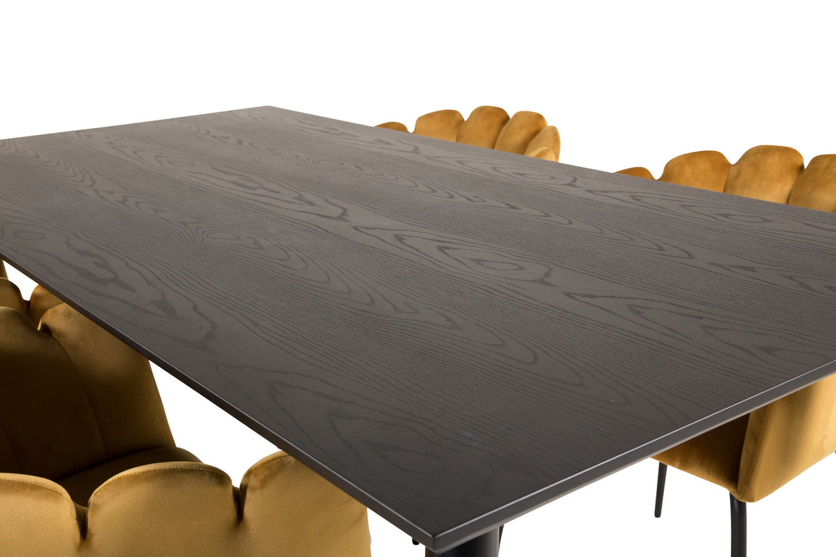 Dipp Esszimmerset + Limhamn 180cm/4St. in Schwarz Gelb präsentiert im Onlineshop von KAQTU Design AG. Esszimmerset ist von Venture Home