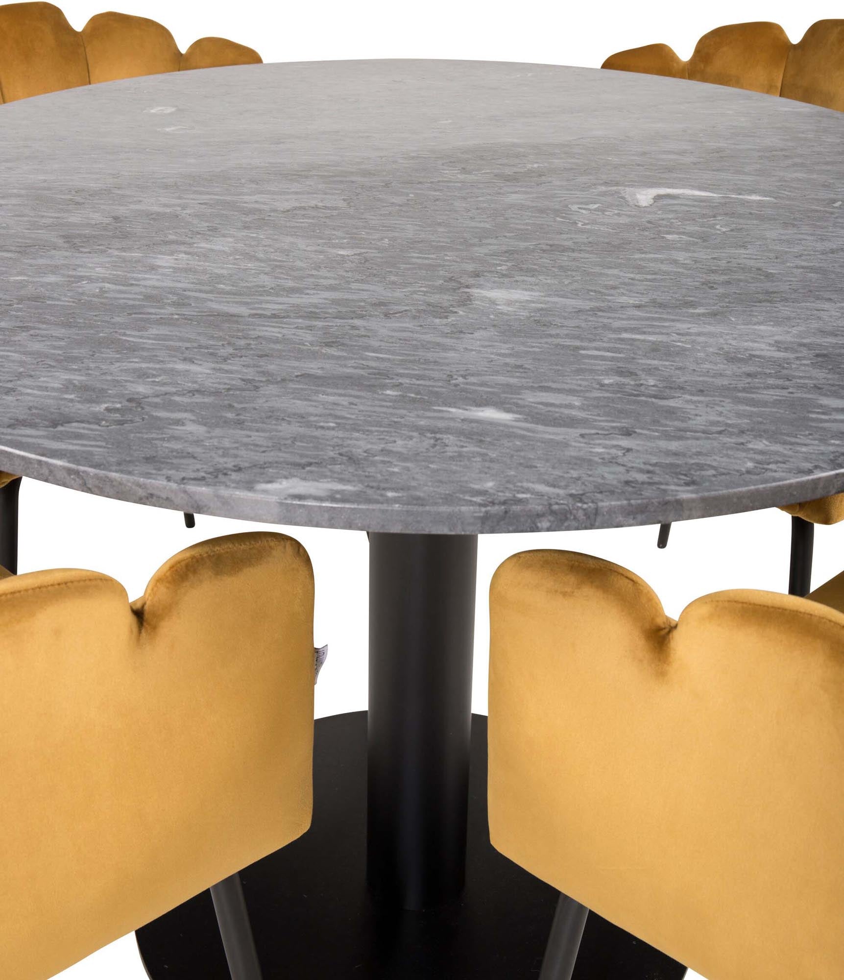 Estelle Esszimmerset + Limhamn ⌀106cm/4St. in Schwarz / Gelb präsentiert im Onlineshop von KAQTU Design AG. Esszimmerset ist von Venture Home
