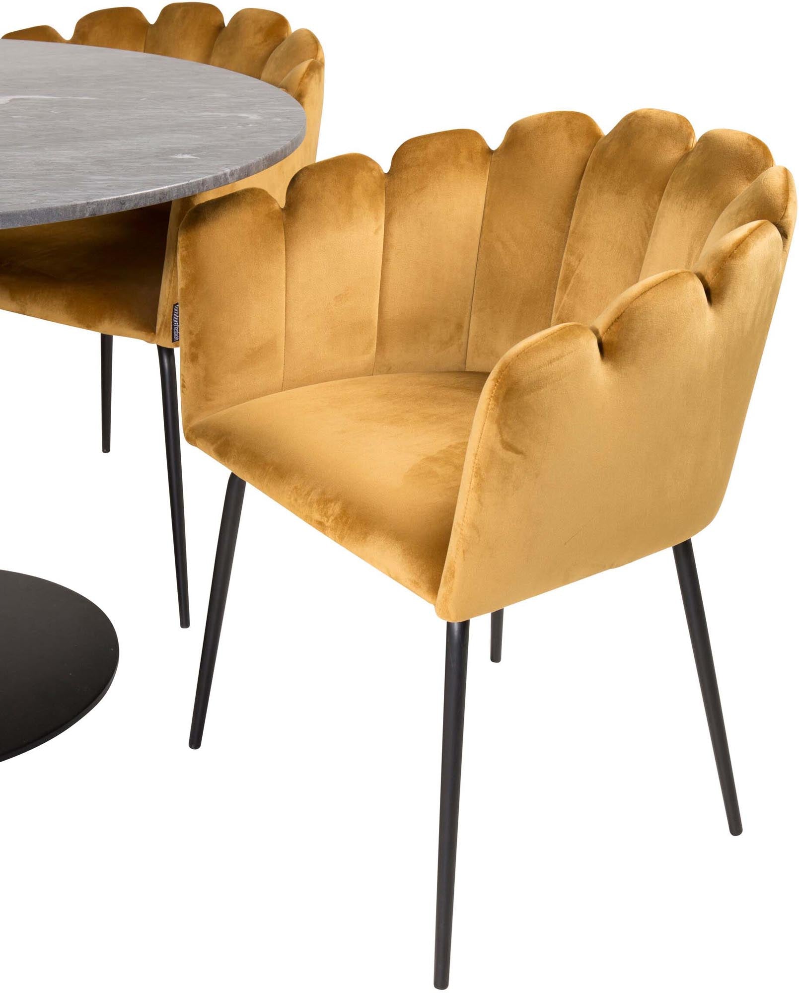Estelle Esszimmerset + Limhamn ⌀106cm/4St. in Schwarz / Gelb präsentiert im Onlineshop von KAQTU Design AG. Esszimmerset ist von Venture Home