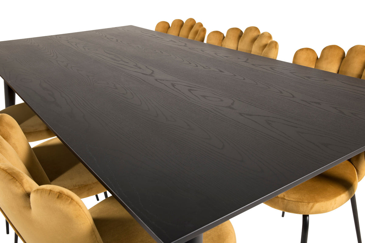 Dipp Esszimmerset + Limhamn 180cm/6St. in Schwarz Gelb präsentiert im Onlineshop von KAQTU Design AG. Esszimmerset ist von Venture Home